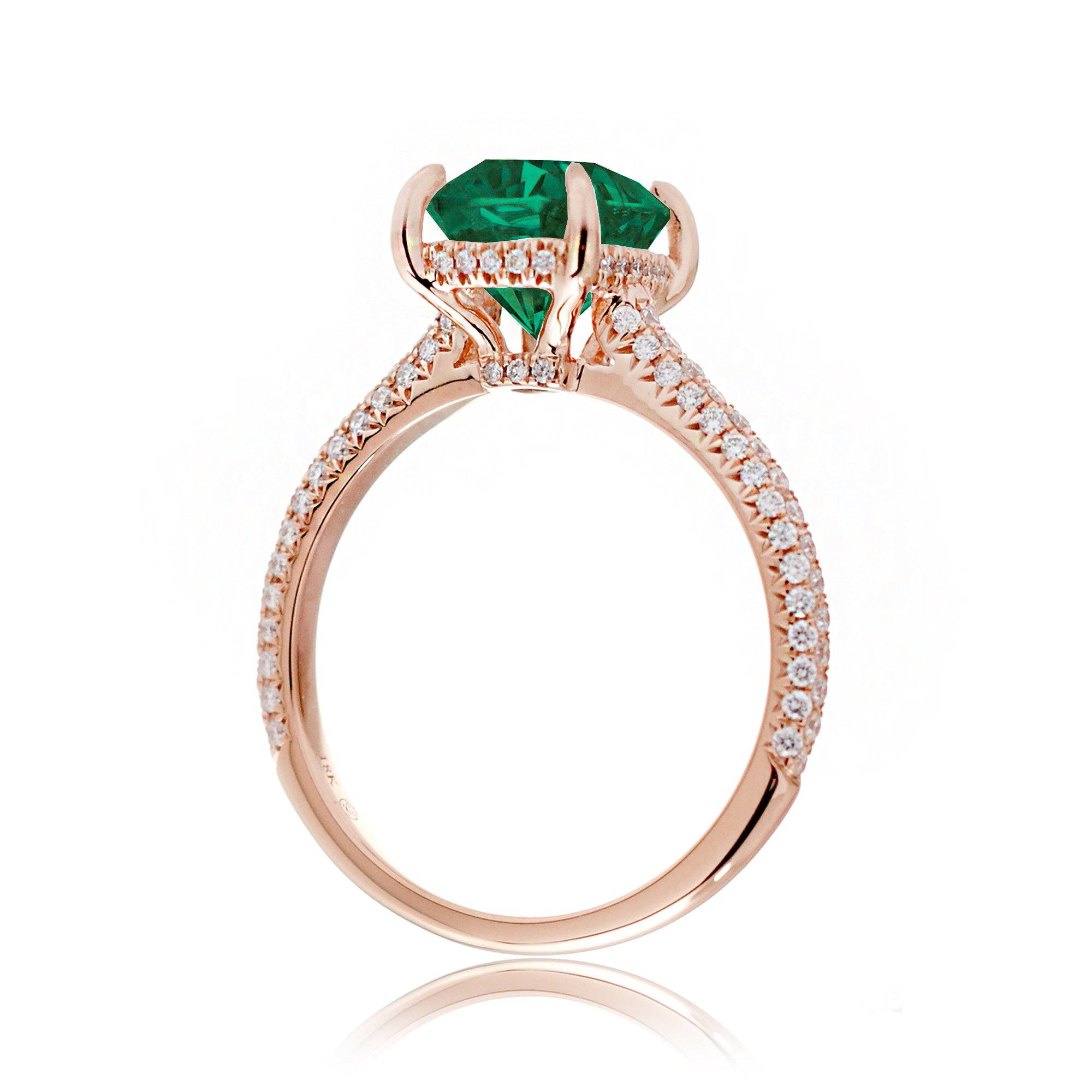 Cushion-Cut Emerald Engagement Ring with Diamond Accents