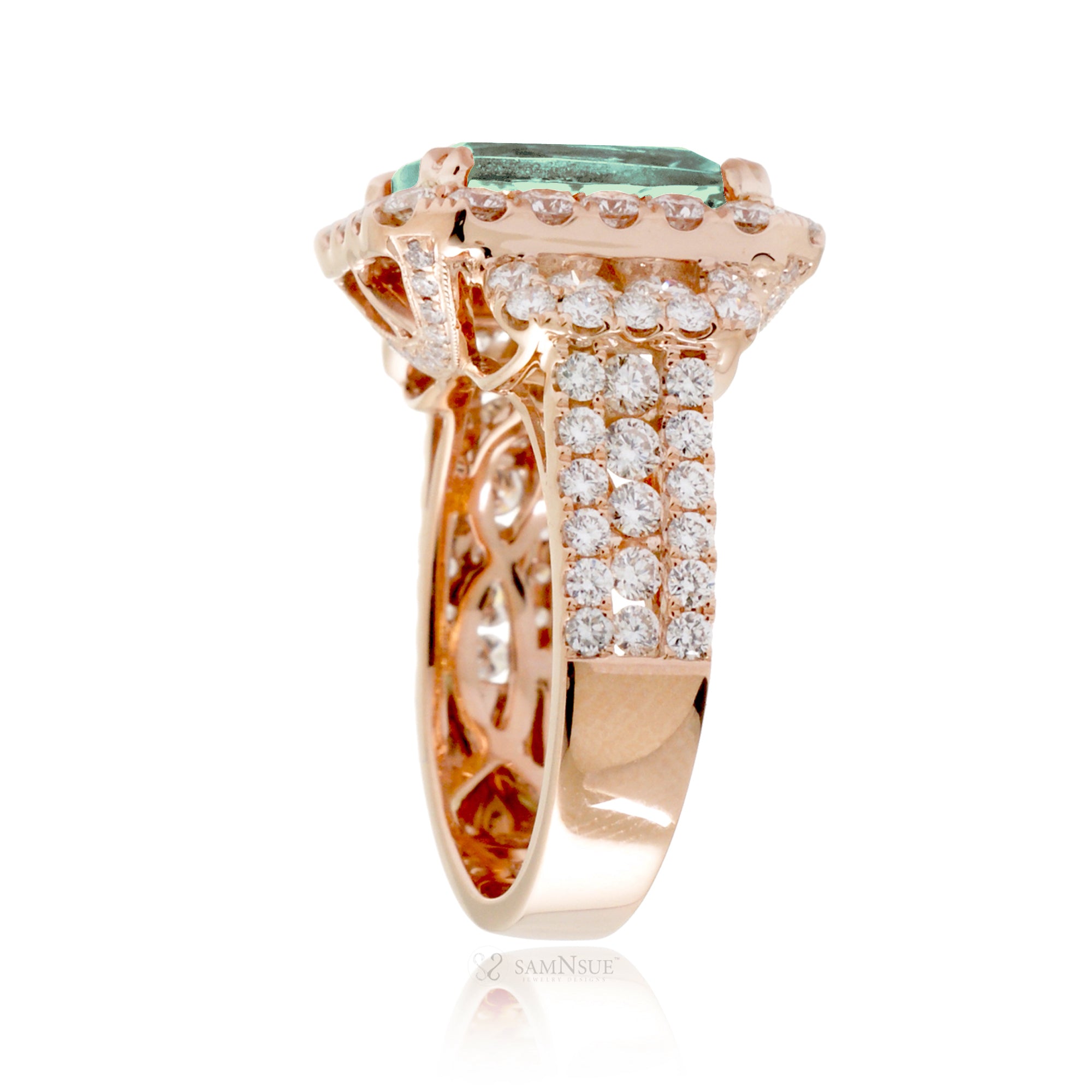 The Sydney Cushion Cut Green Sapphire Ring