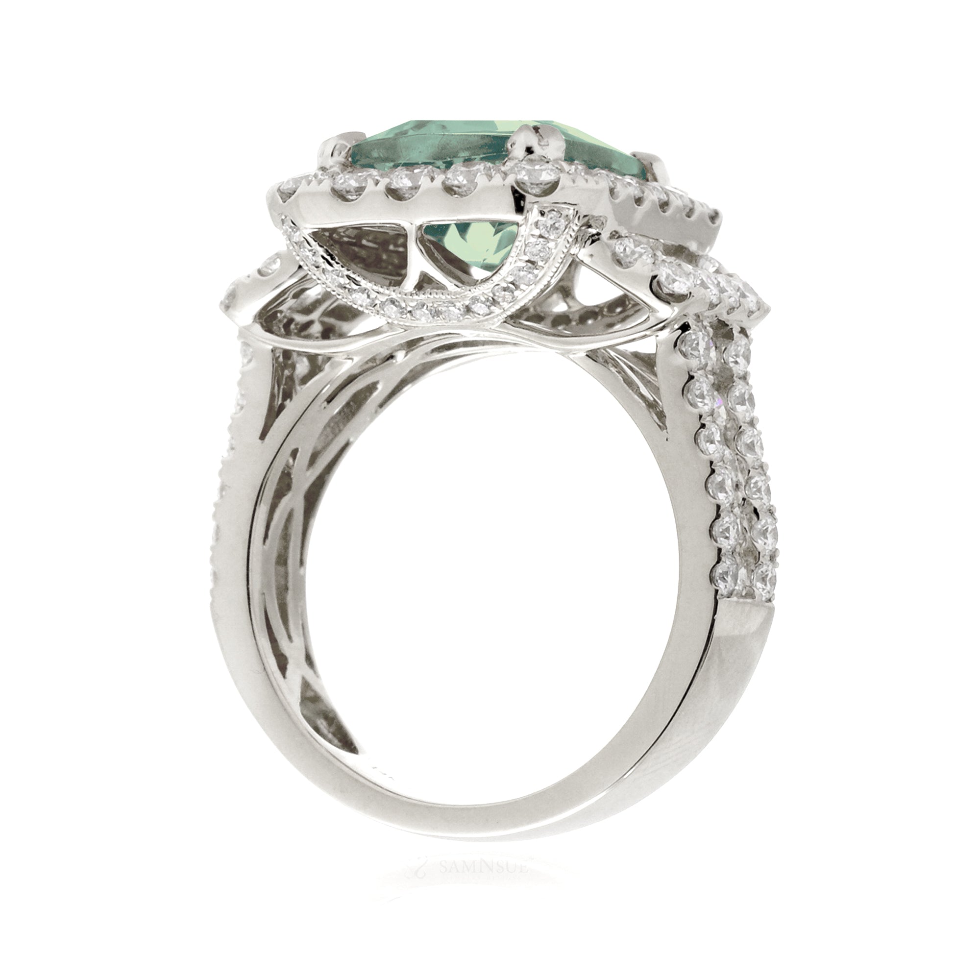 The Sydney Cushion Cut Green Sapphire Ring