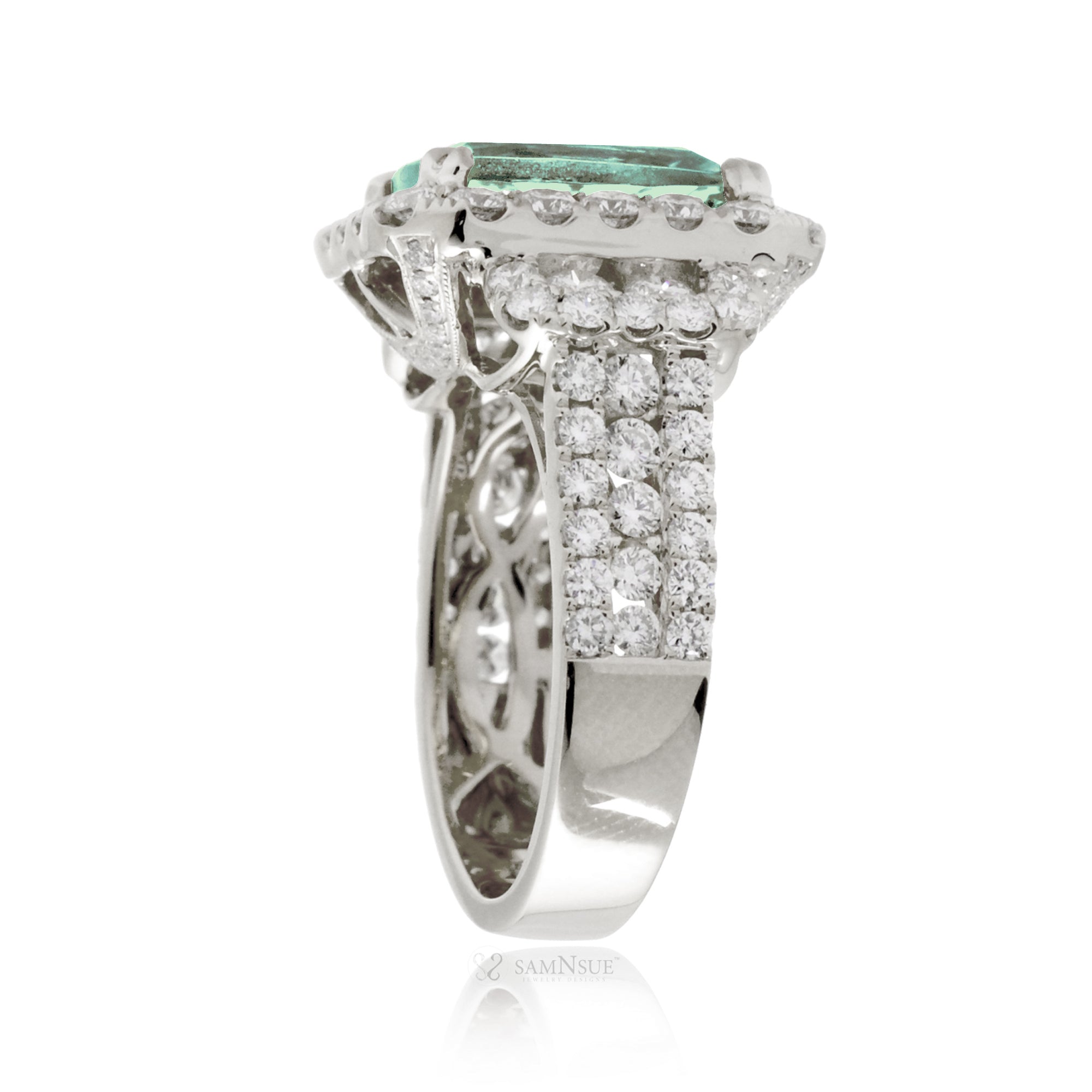 The Sydney Cushion Cut Green Sapphire Ring