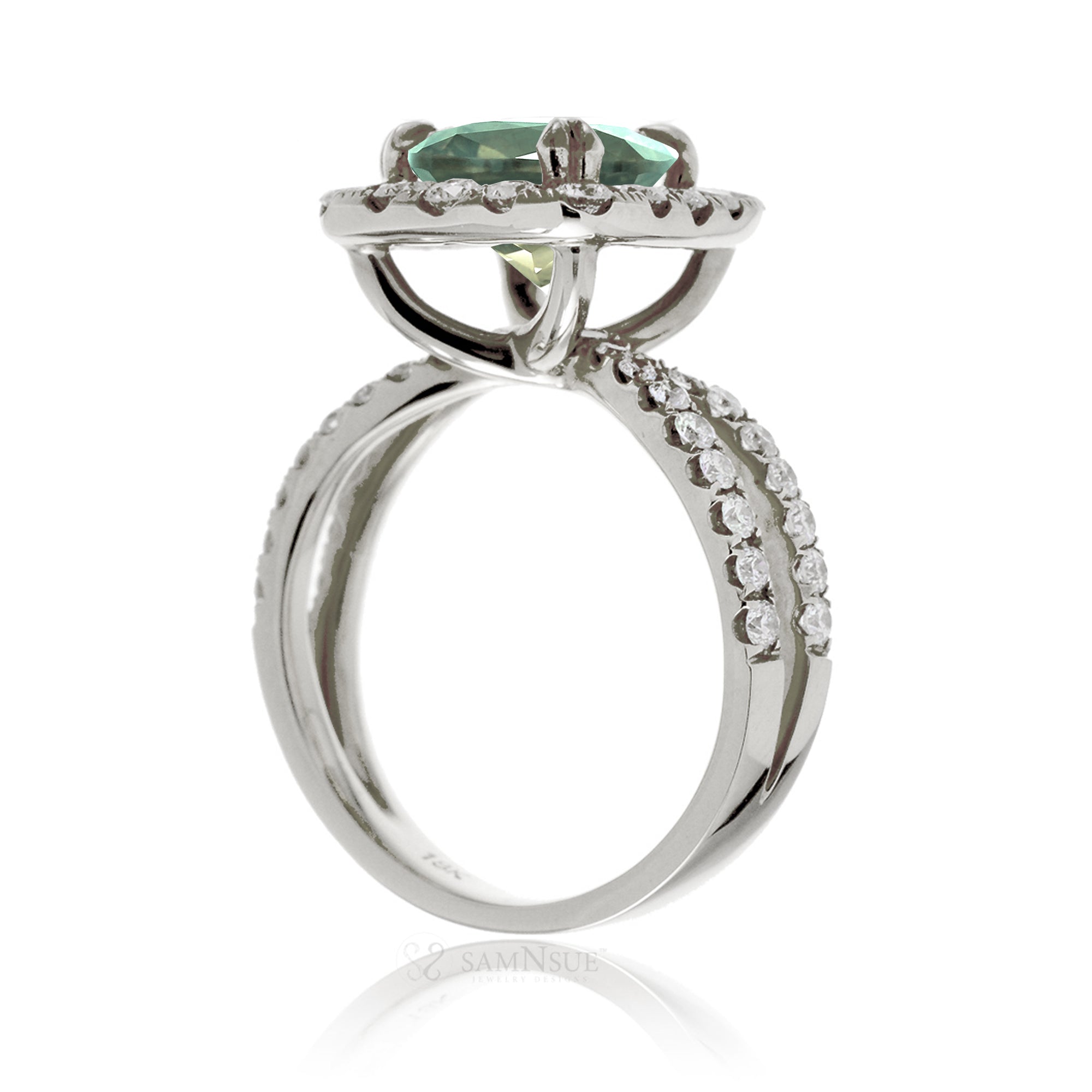The Bonnie Cushion Cut Green Sapphire Ring