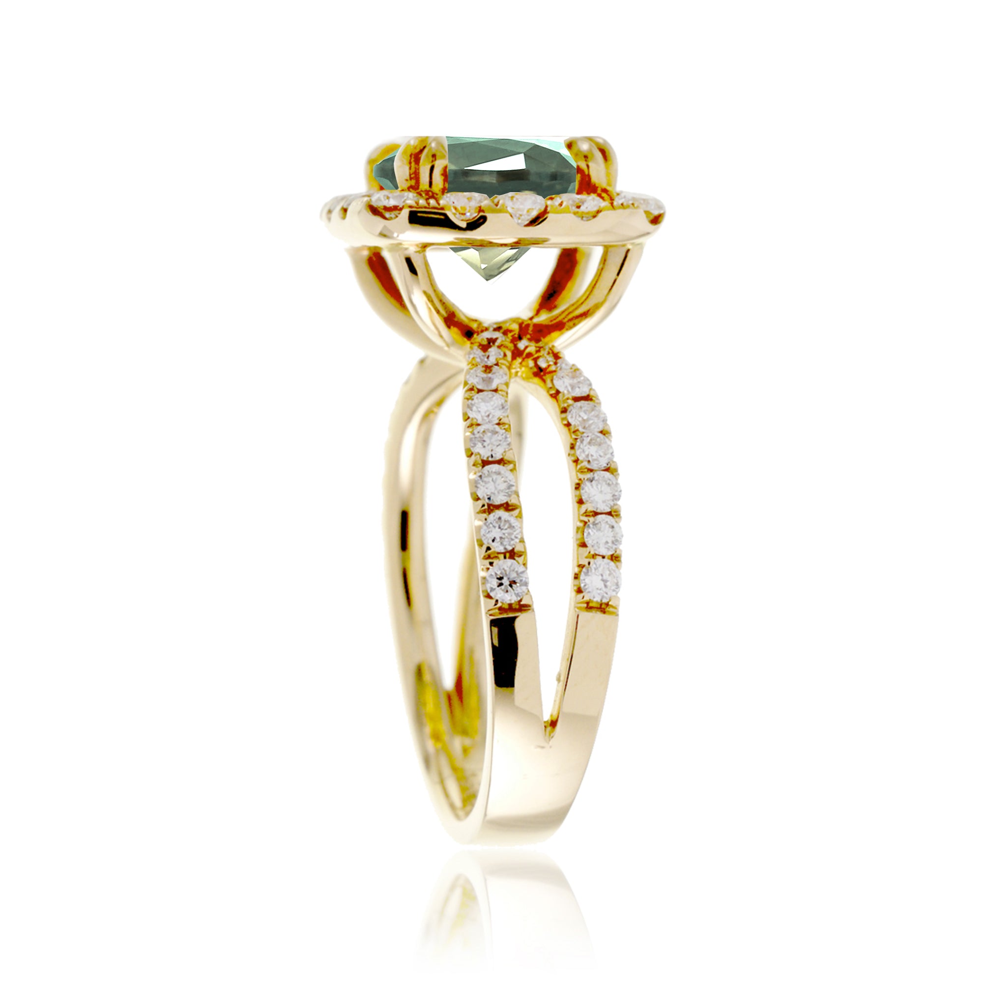 The Bonnie Cushion Cut Green Sapphire Ring