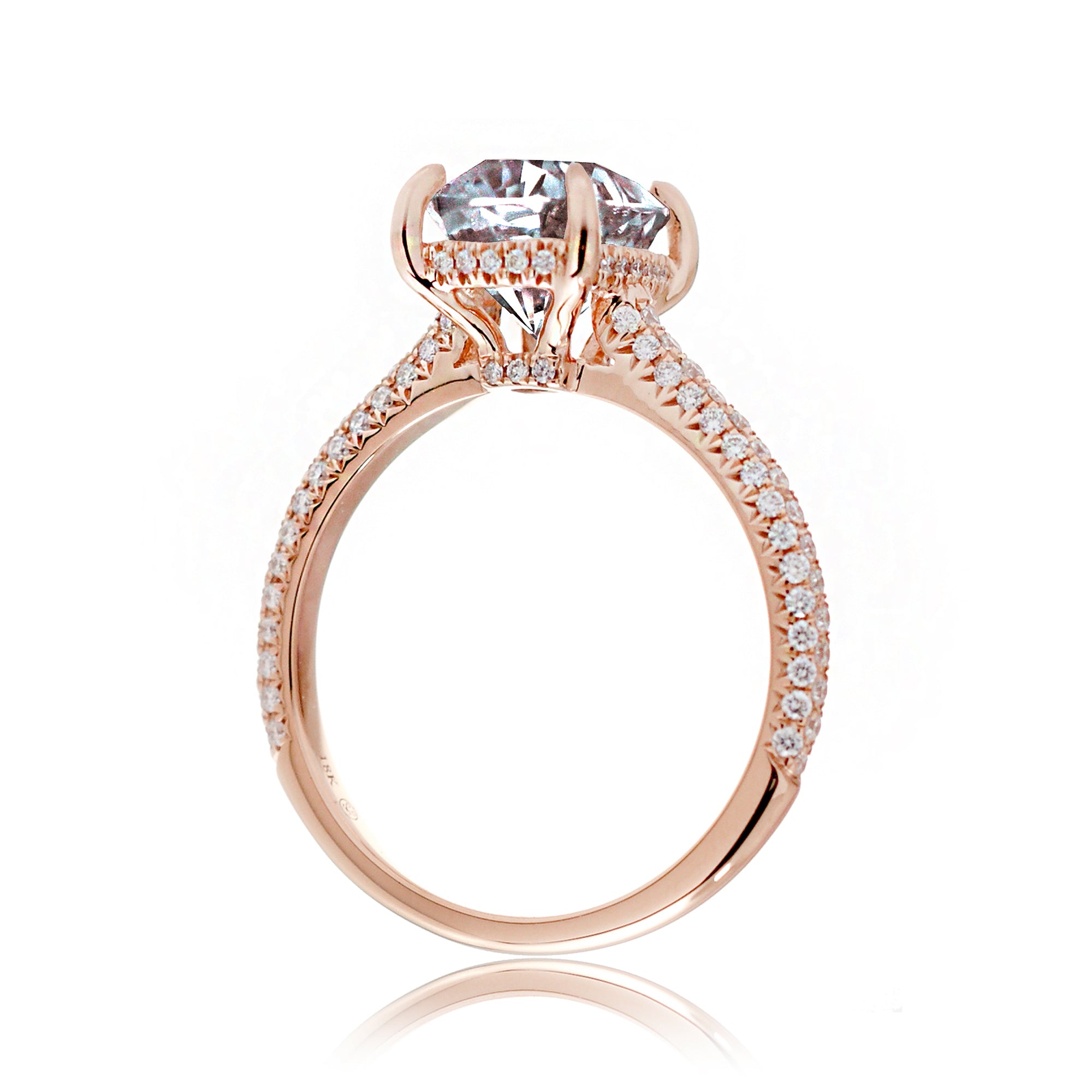Cushion-Cut Morganite Engagement Ring with Triple Diamond Band