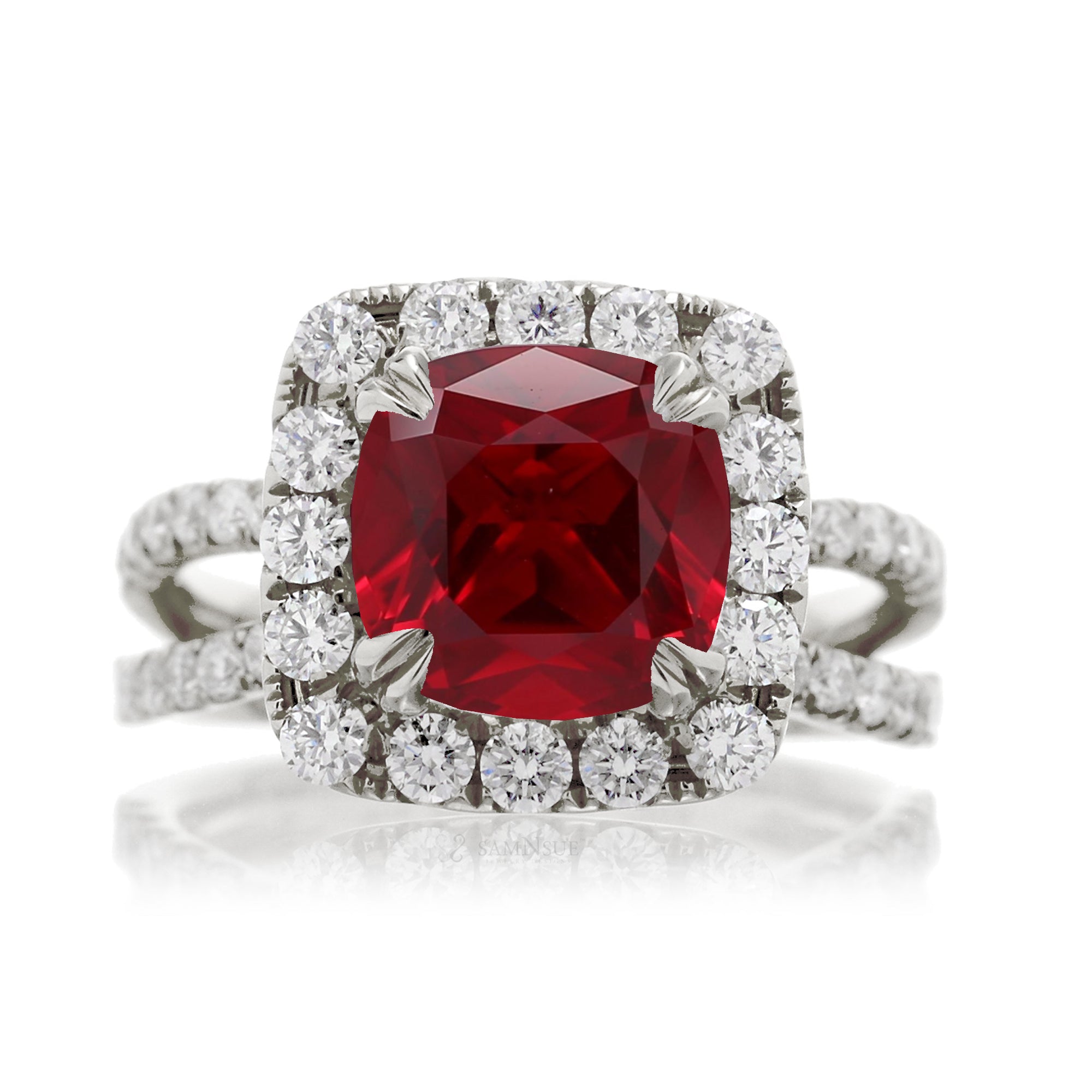 The Bonnie Cushion Cut Ruby Ring