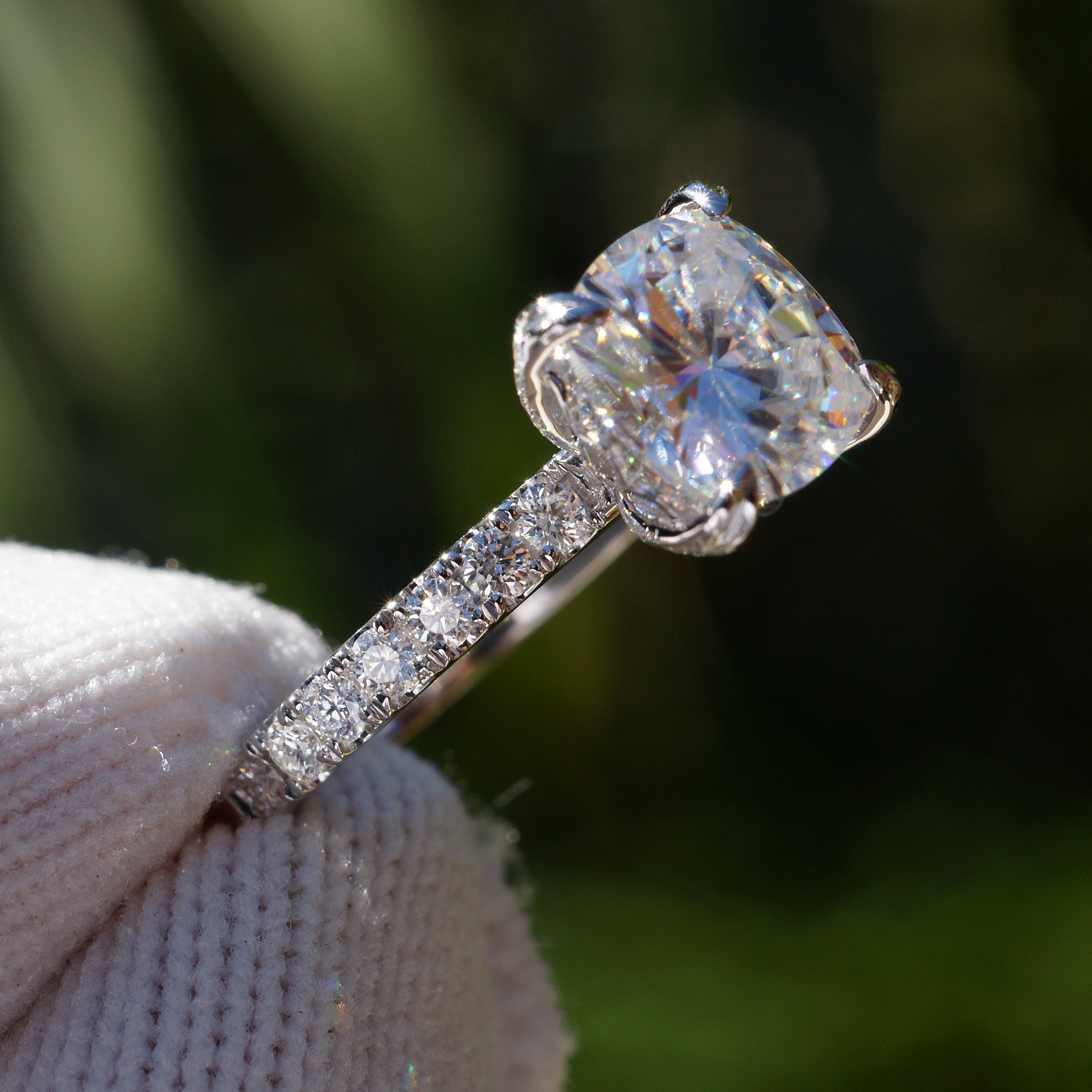 The Leila Cushion Cut Moissanite Ring (8x8mm)