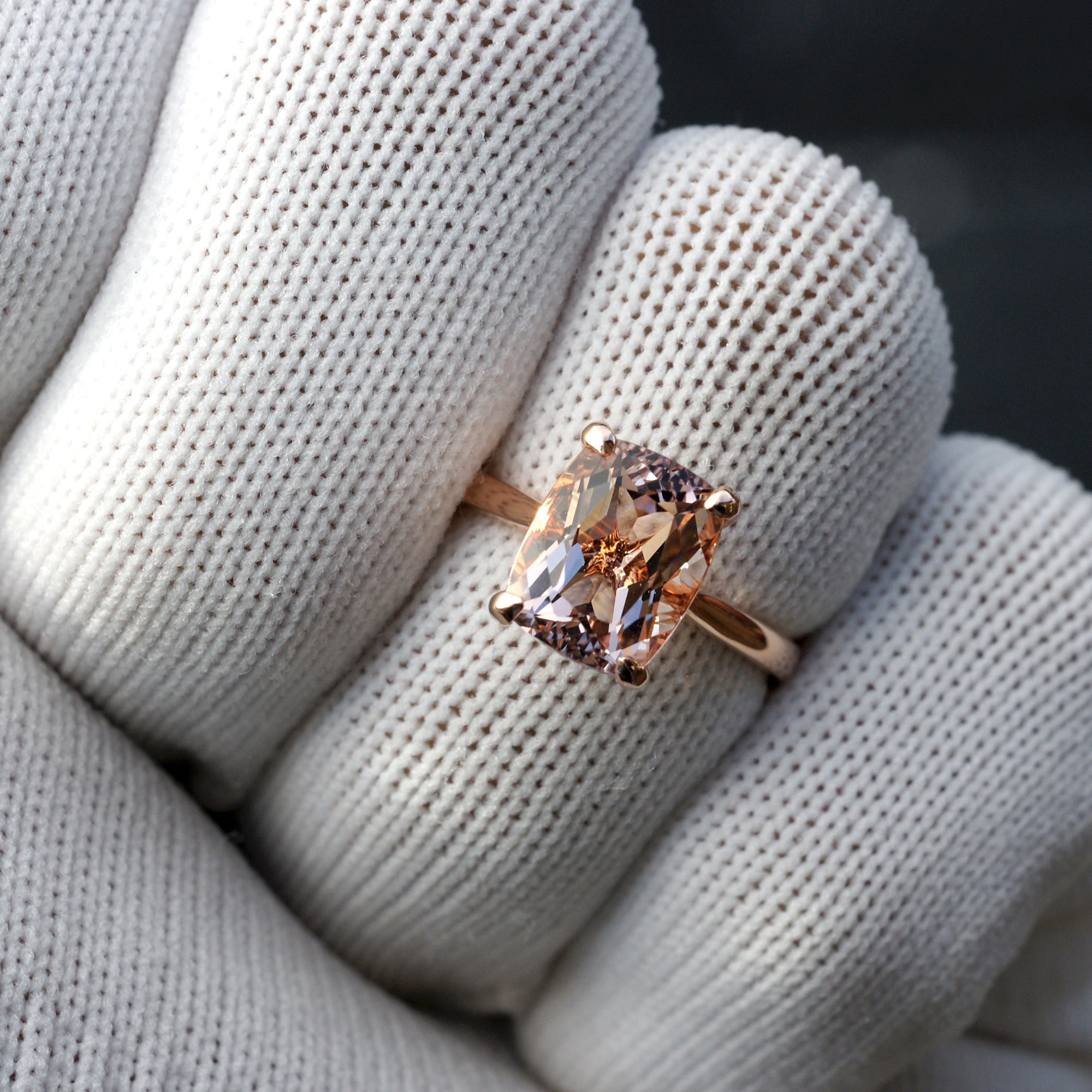 Cushion Morganite Engagement Ring Rose Gold Solitaire