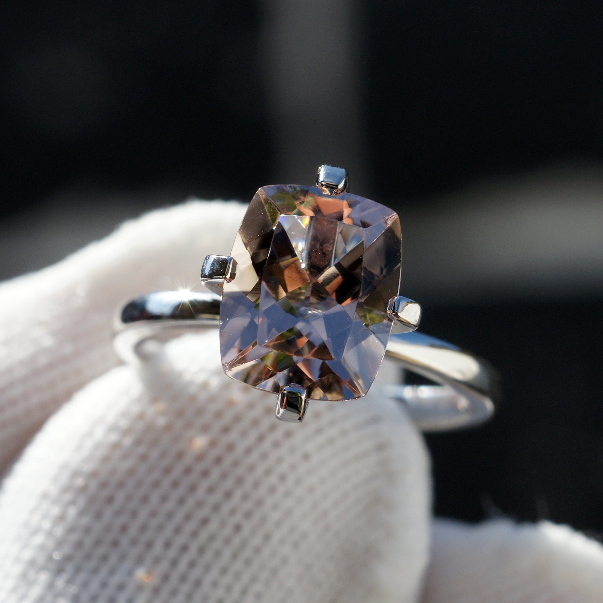 The Adeline Cushion Morganite 10x8mm Platinum