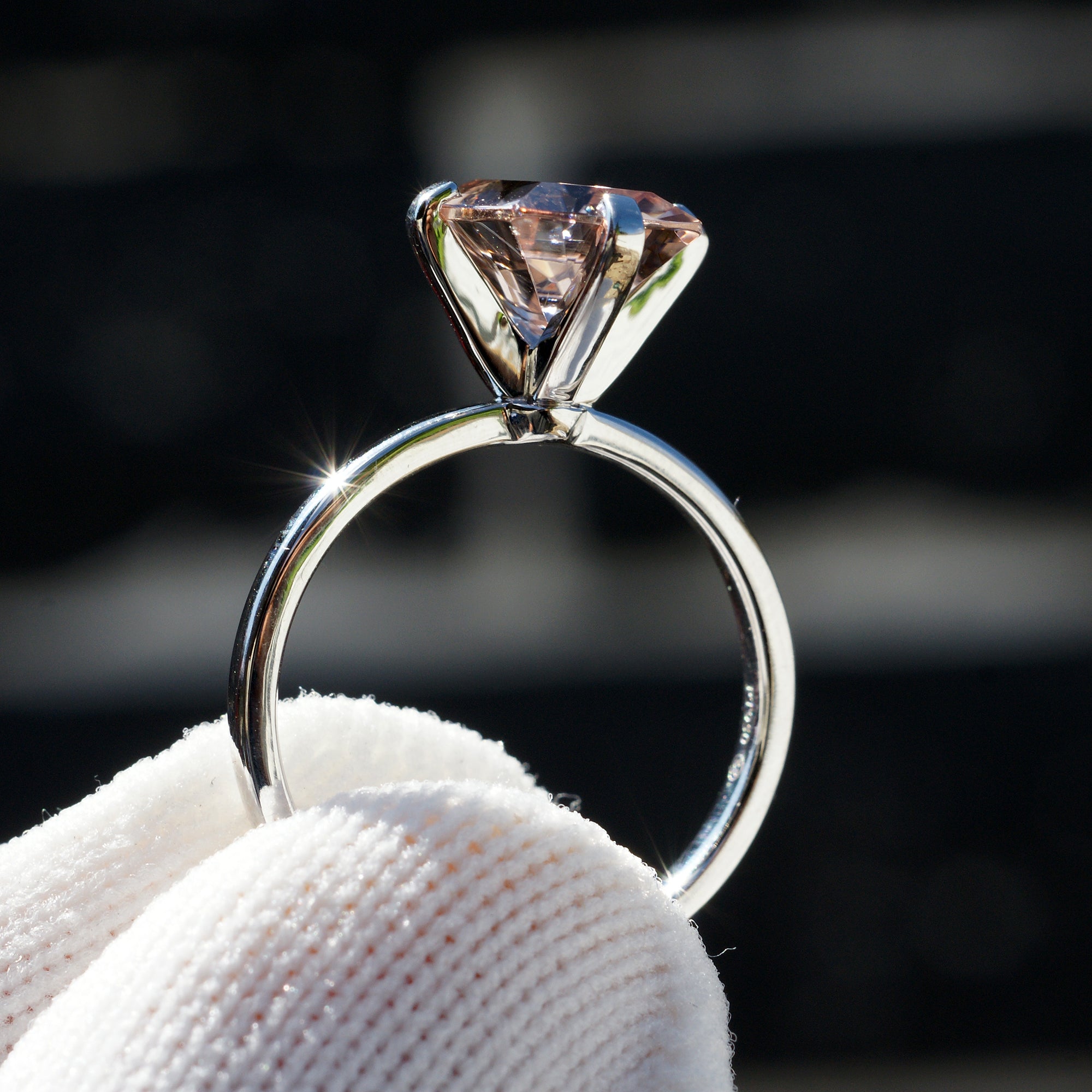 The Adeline Cushion Morganite 10x8mm Platinum