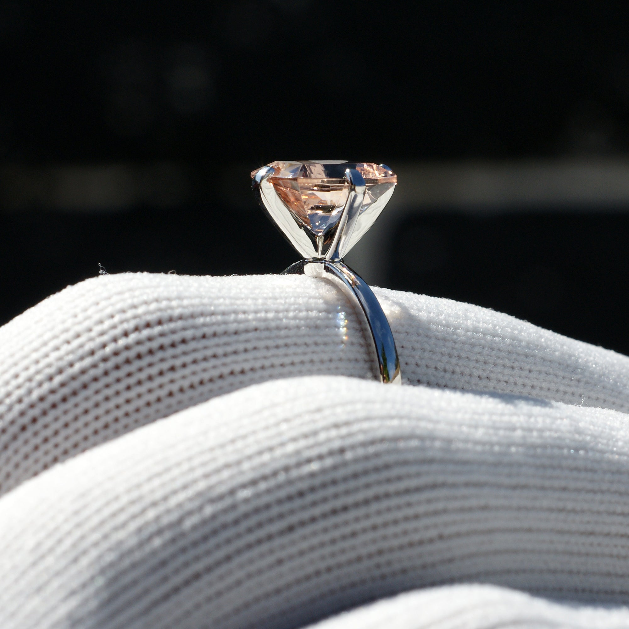 The Adeline Cushion Morganite 10x8mm Platinum