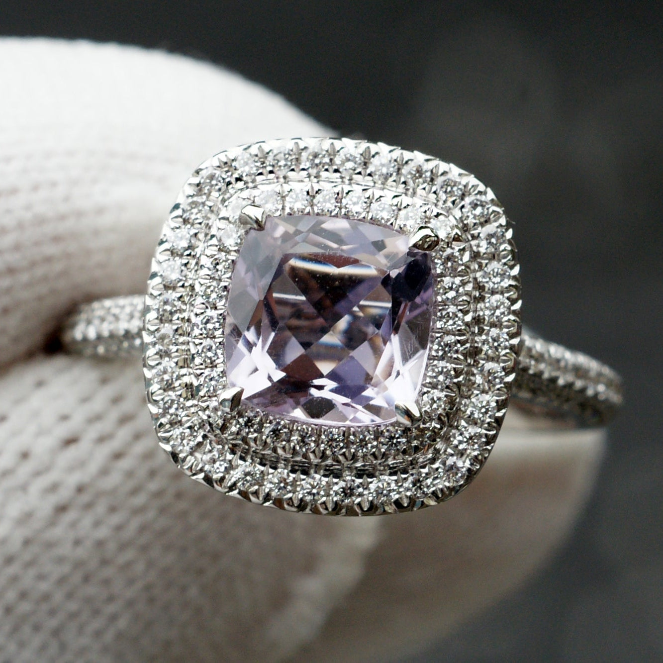 Cushion Rose De France Amethyst Ring (7x7)
