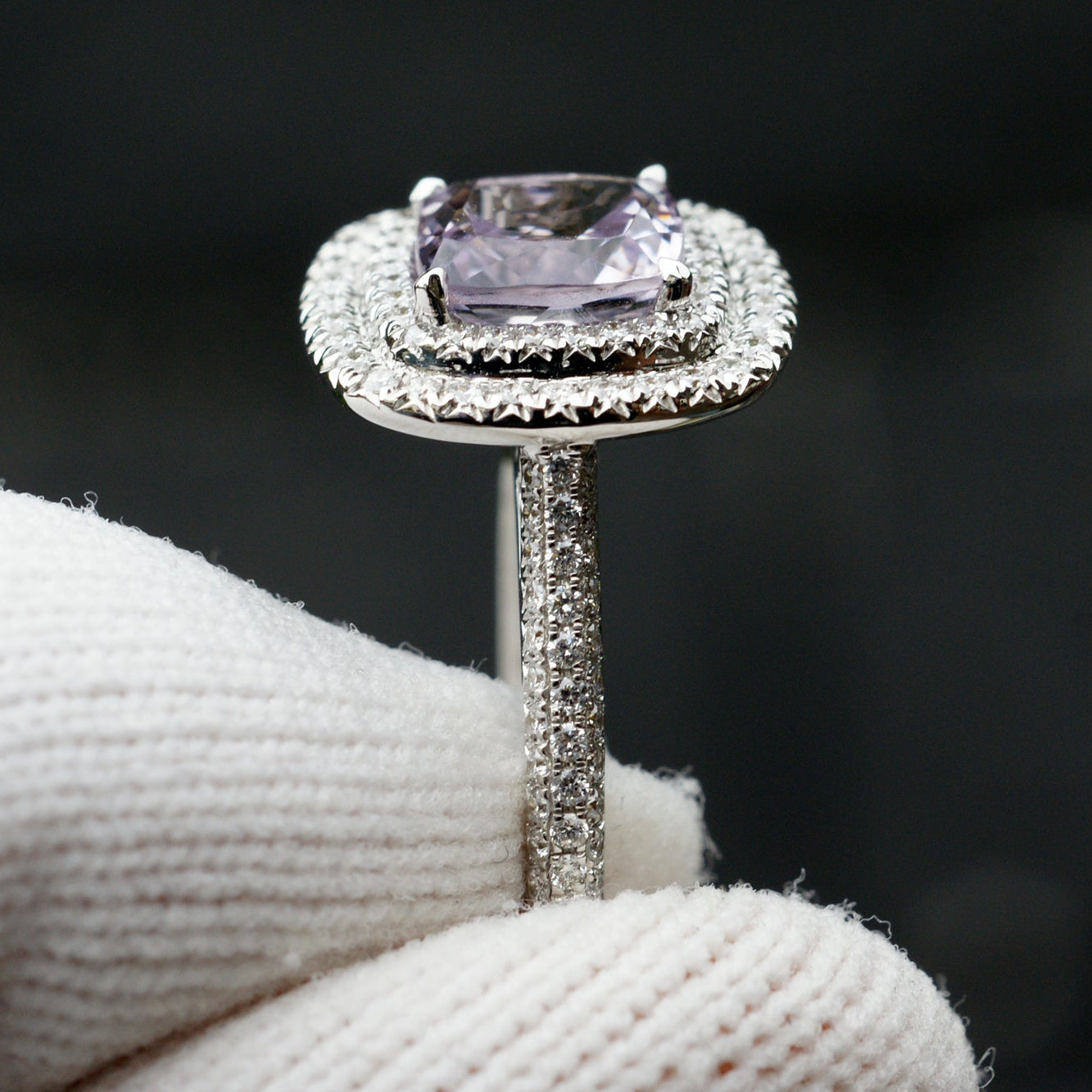 Cushion Rose De France Amethyst Ring (7x7)