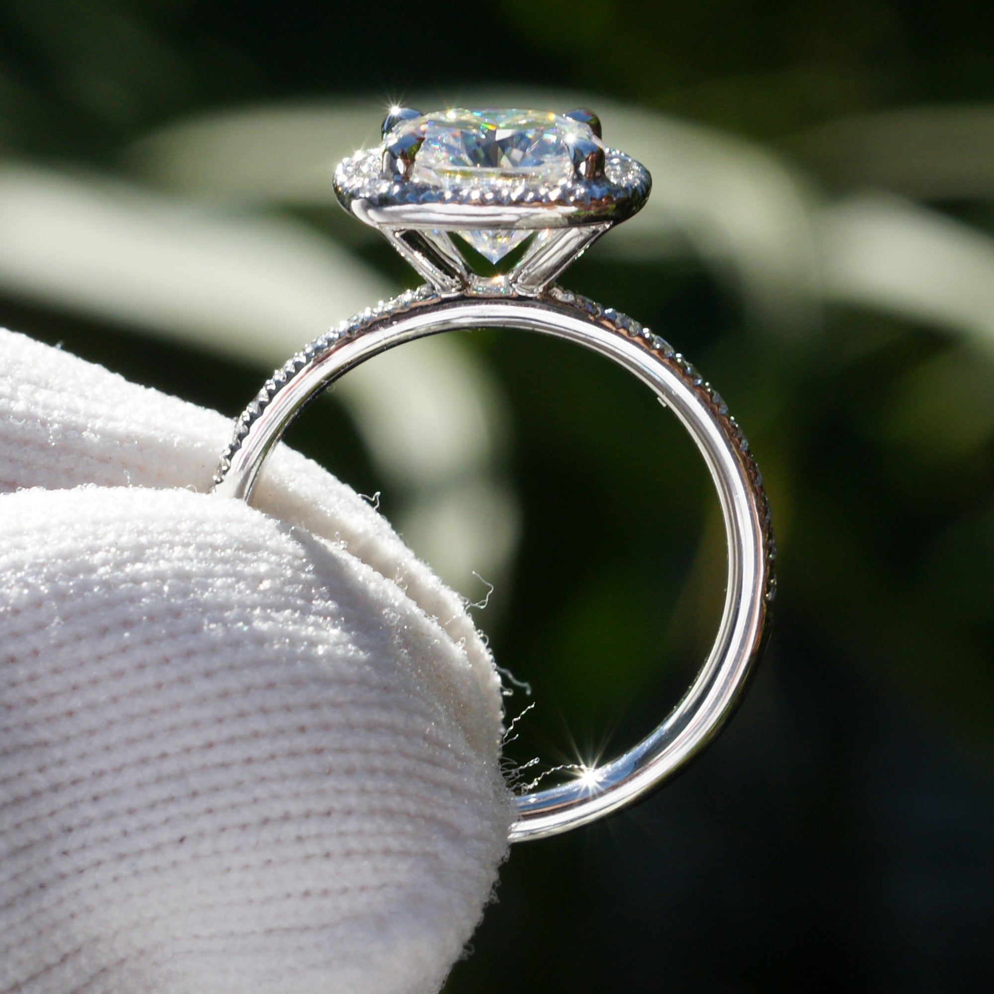 Cushion Cut Moissanite Ring Platinum - The Caitlin (7.5mm)