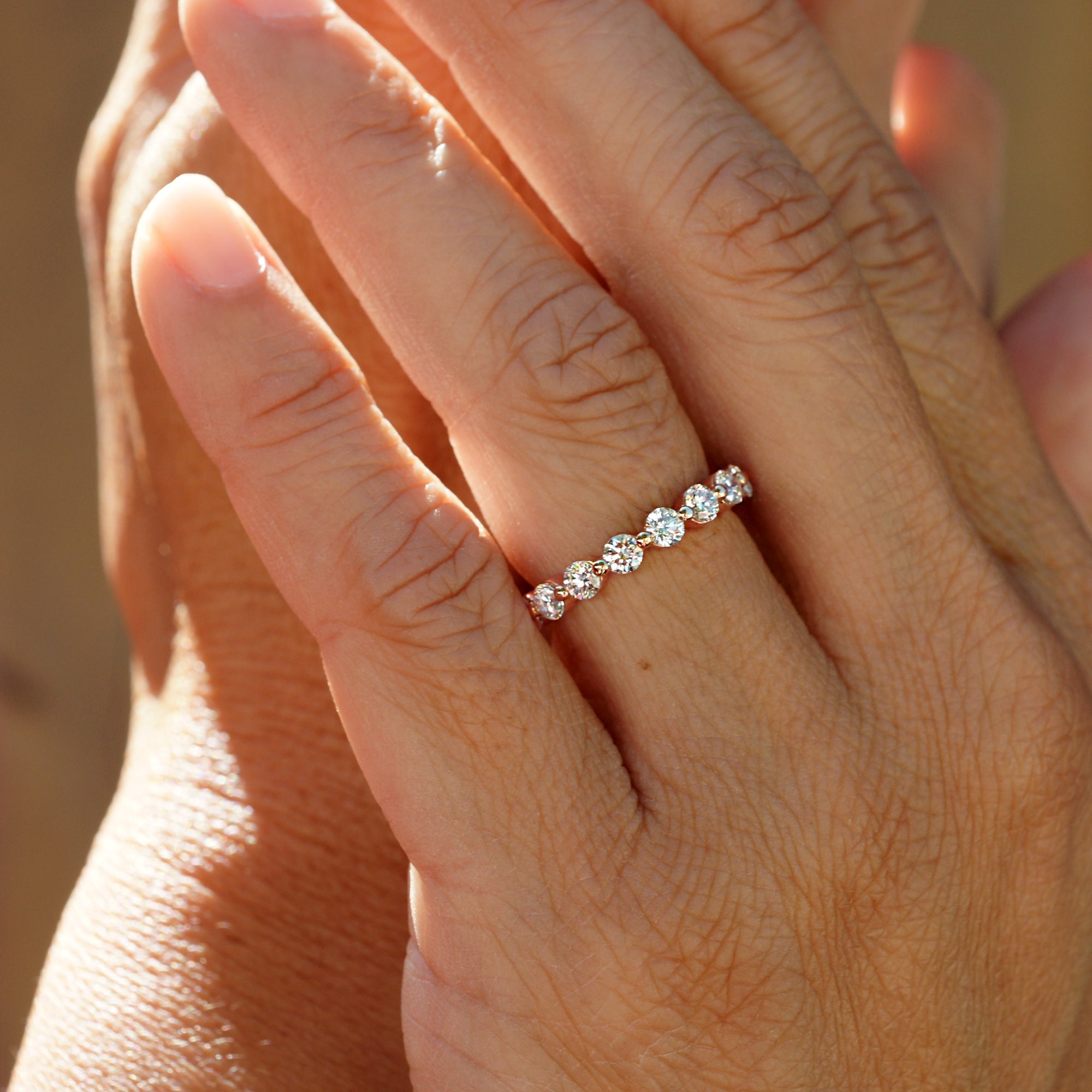 Floating Round Diamond Wedding Band