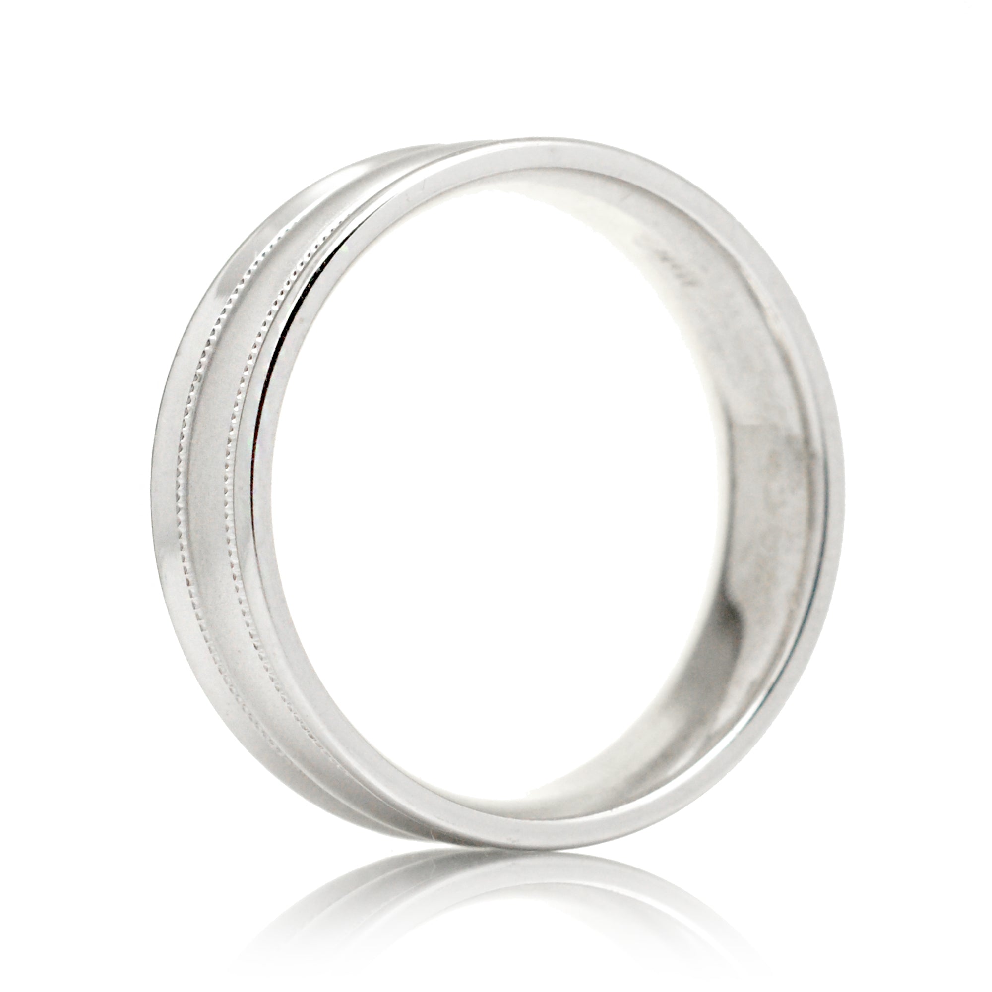 Dome White Gold Sandblast Comfort Fit Wedding Band