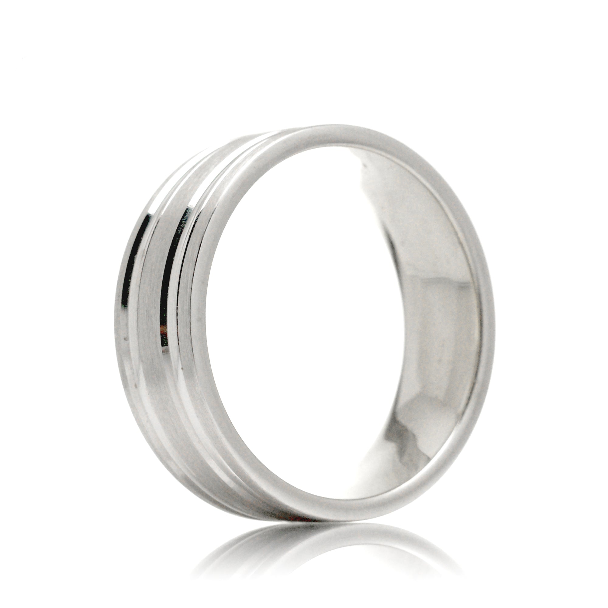 Double Groove Satin Wedding Band 8mm