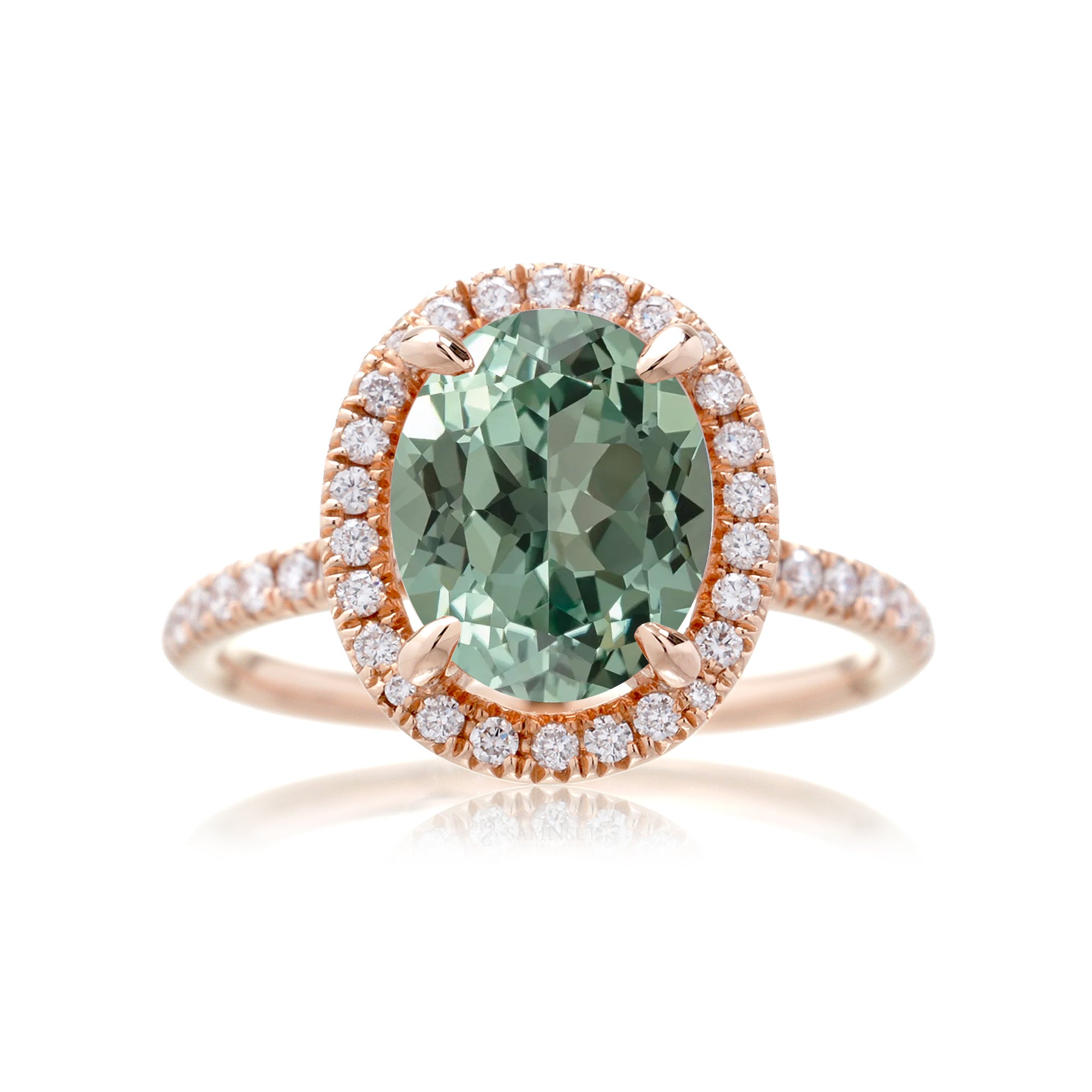 The Drenched Oval Green Sapphire (Lab-Grown)