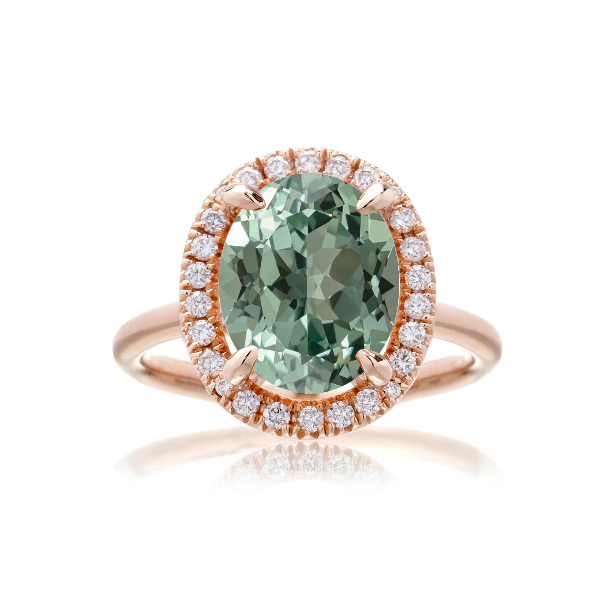 The Drenched Oval Green Sapphire (Lab-Grown)