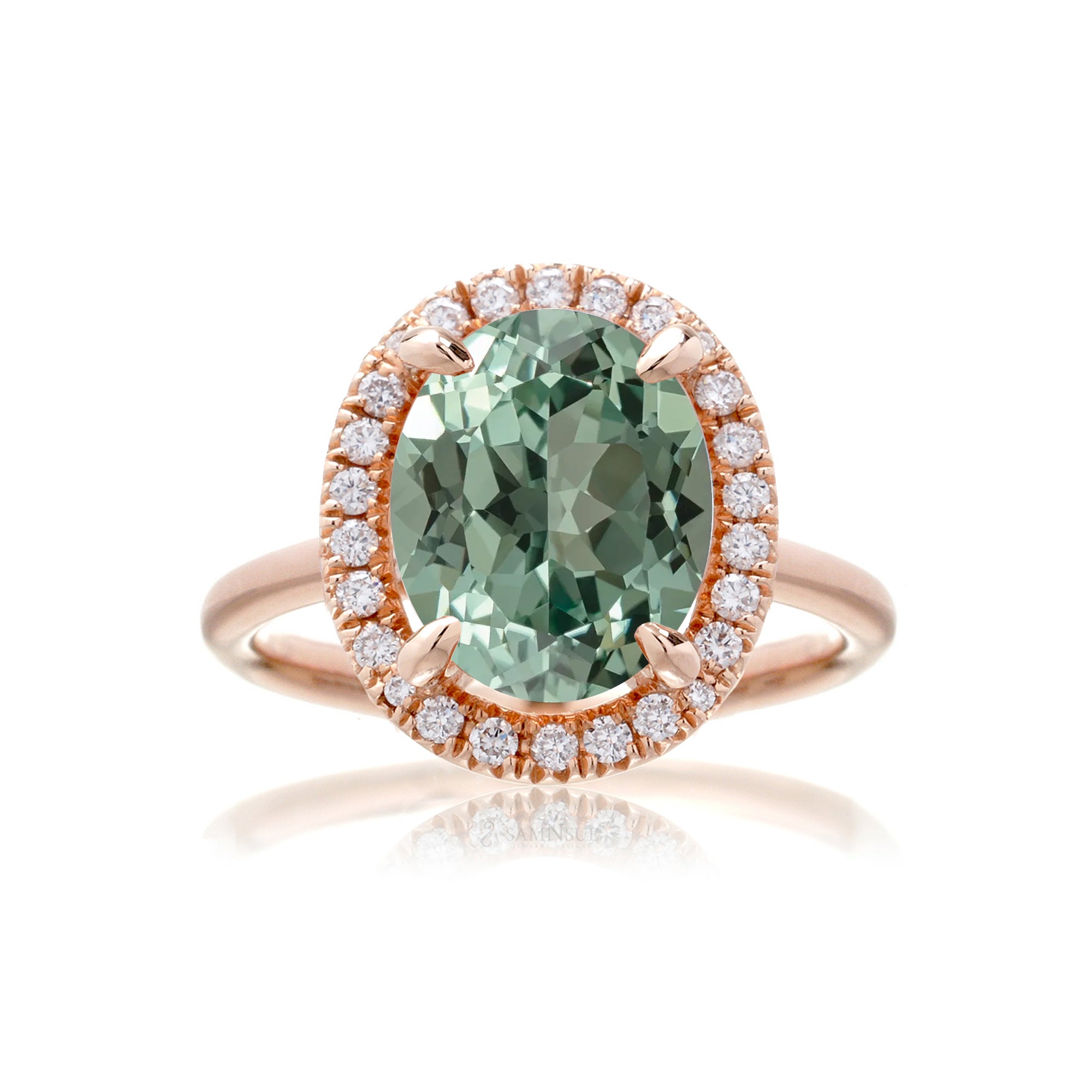 The Drenched Oval Green Sapphire Ring