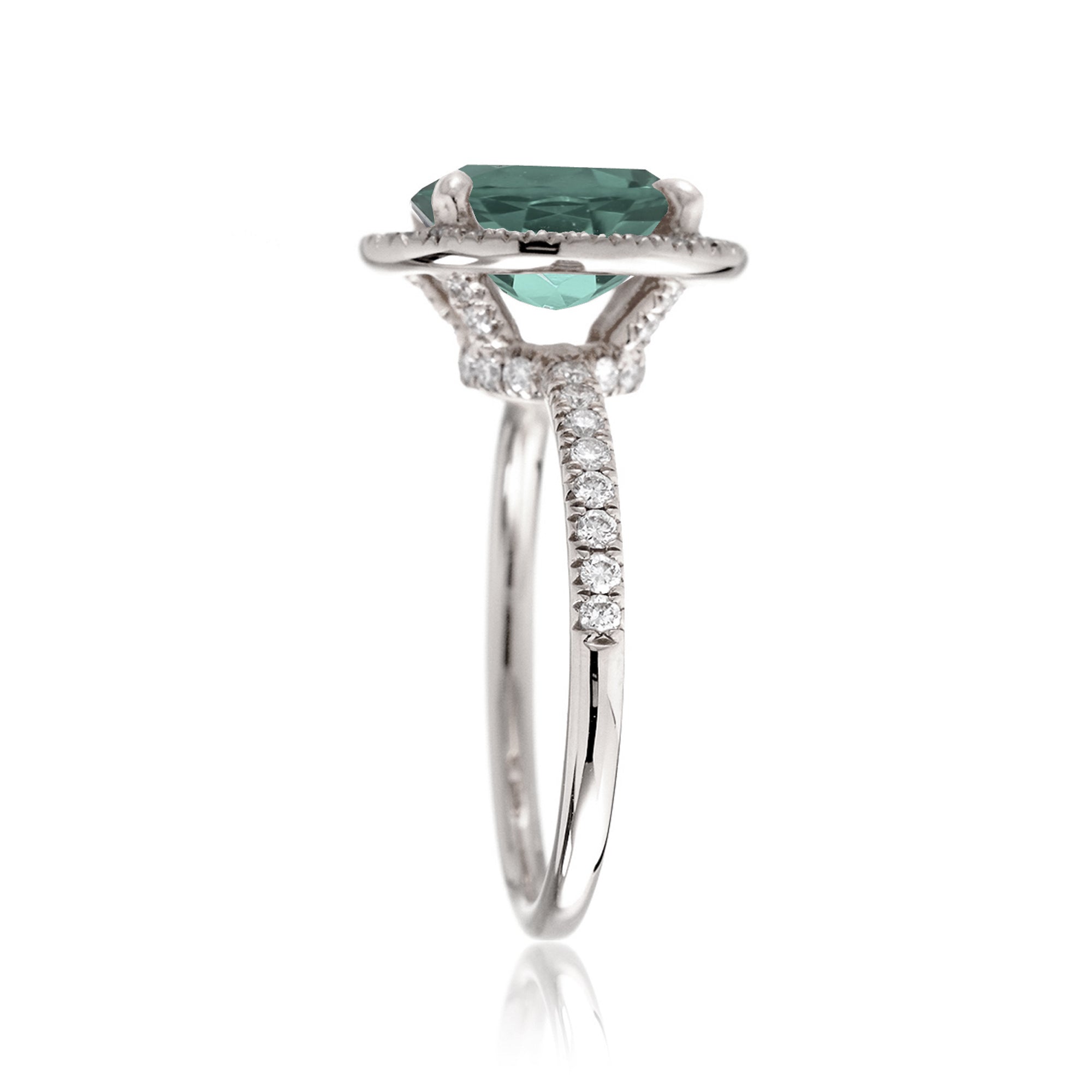 The Drenched Oval Green Sapphire Ring