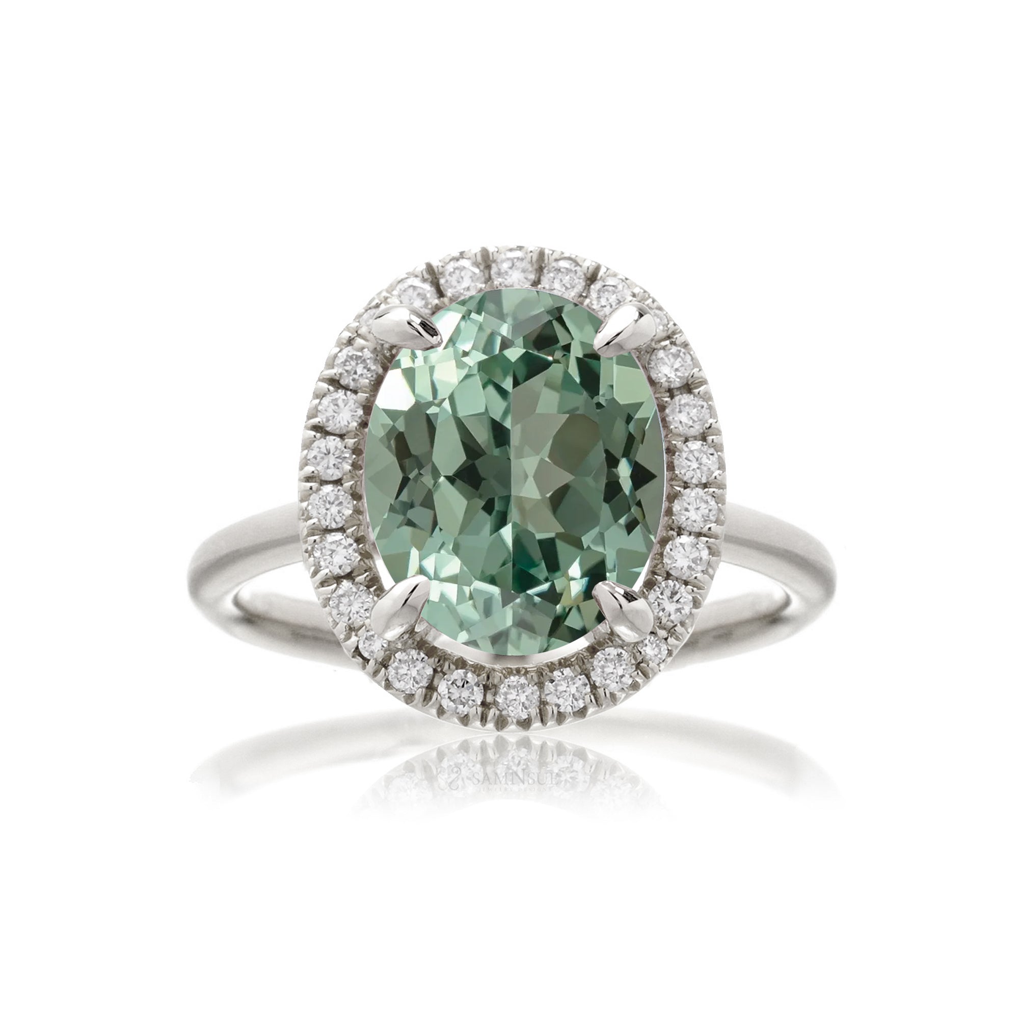 The Drenched Oval Green Sapphire Ring