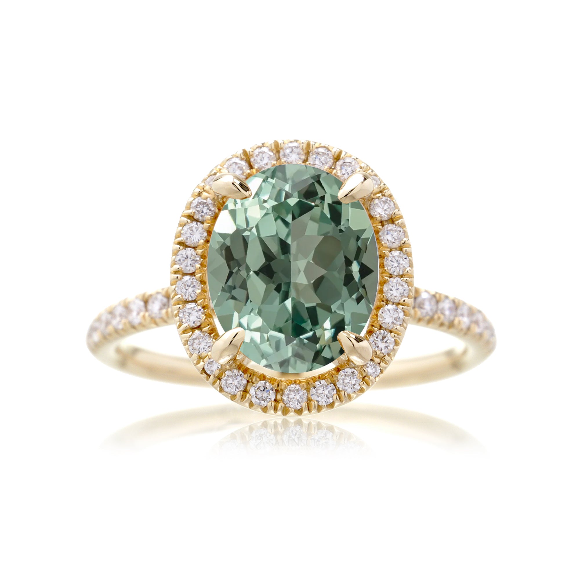 The Drenched Oval Green Sapphire Ring
