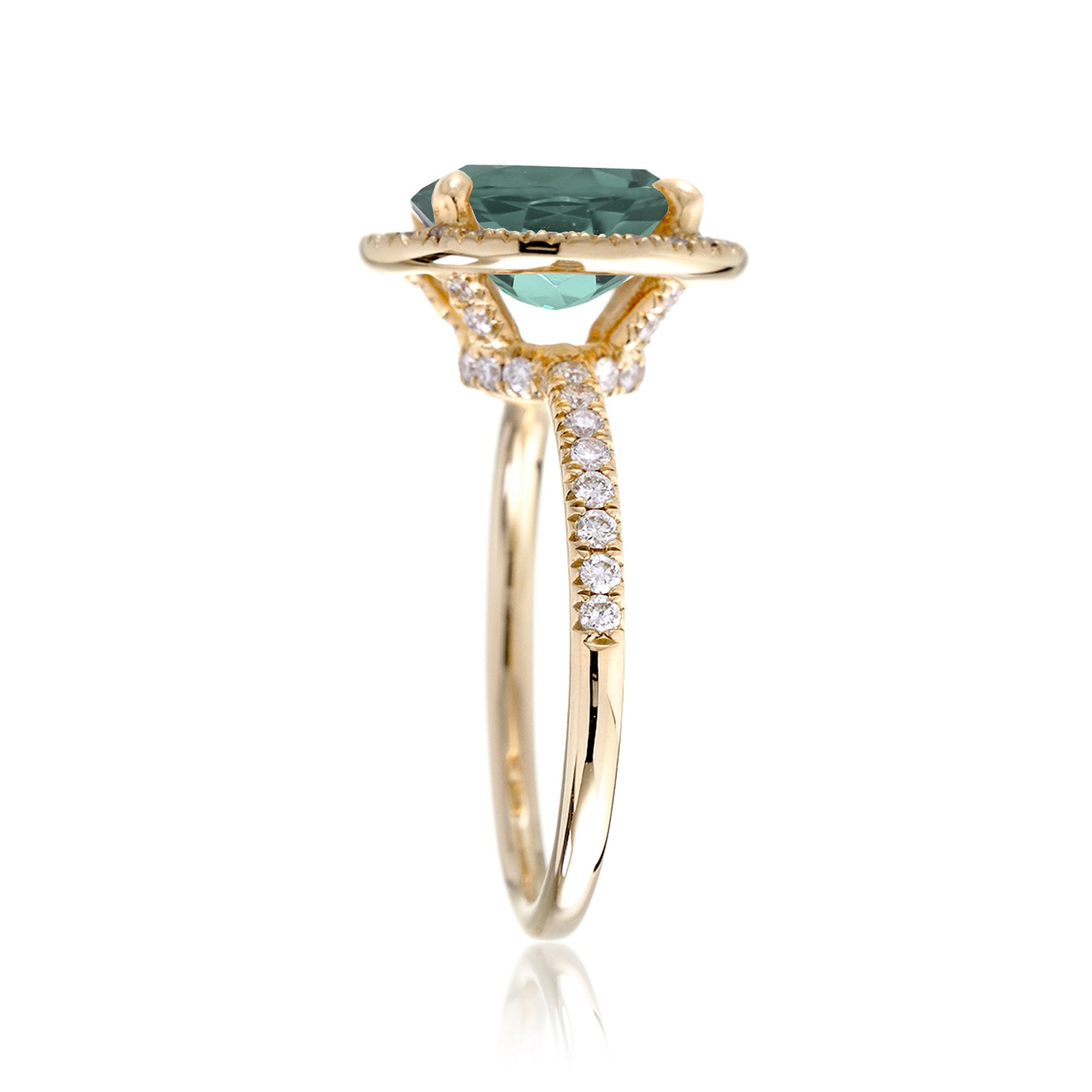 The Drenched Oval Green Sapphire Ring