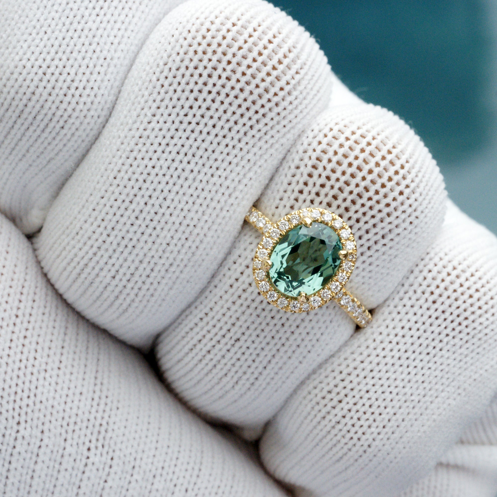 The Drenched Oval Green Sapphire Ring