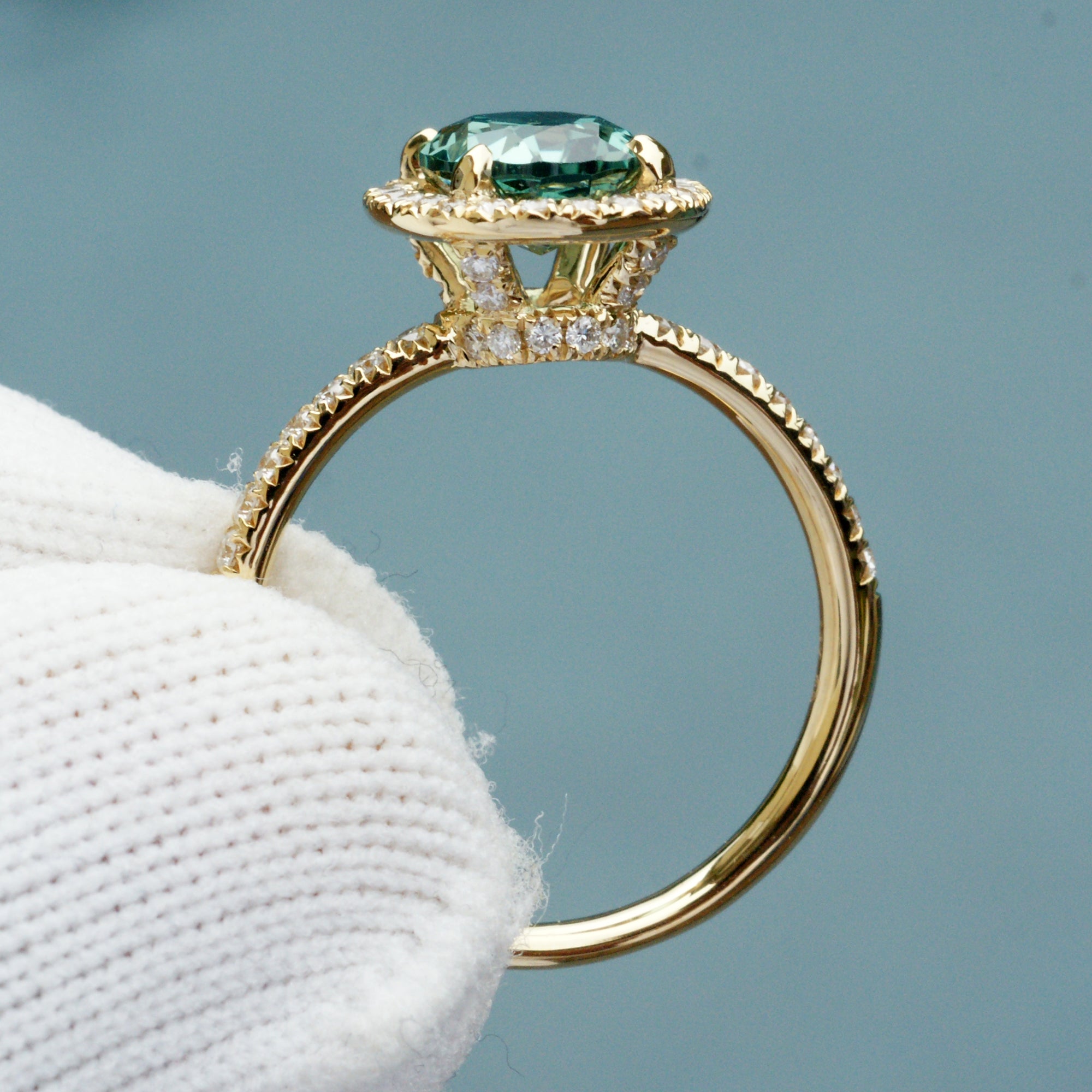 The Drenched Oval Green Sapphire Ring