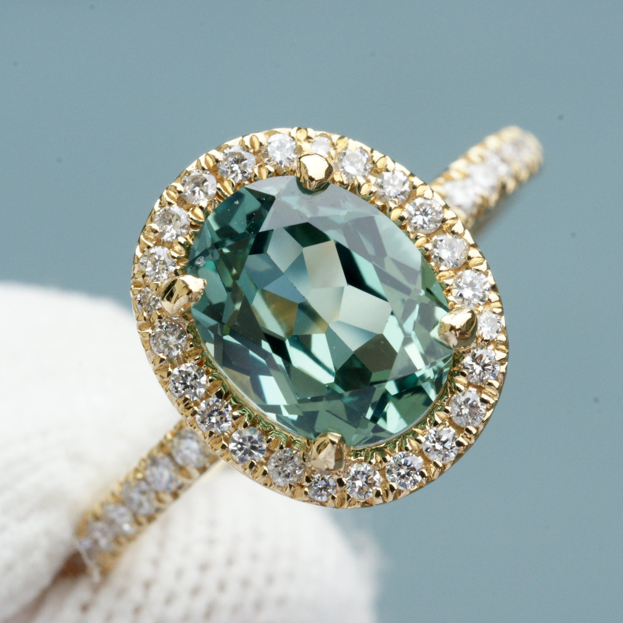 The Drenched Oval Green Sapphire Ring