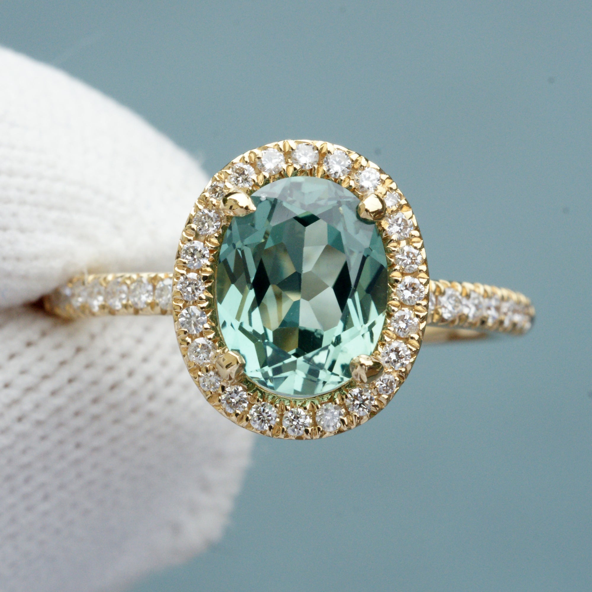The Drenched Oval Green Sapphire Ring