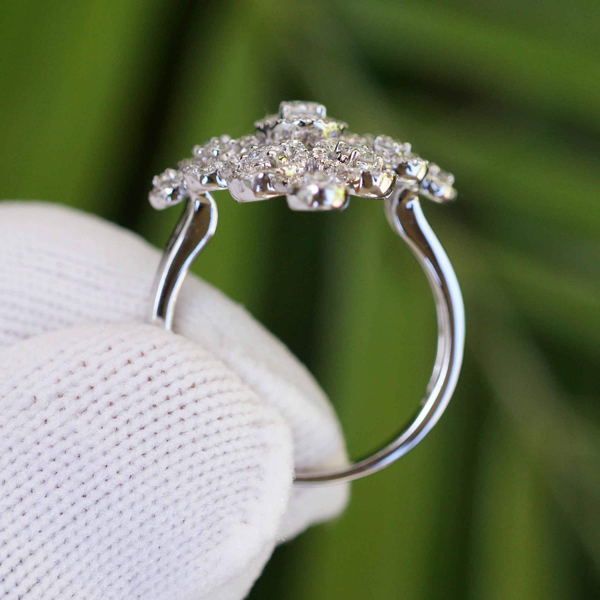 The Ellipse Diamond Halo Right Hand Ring