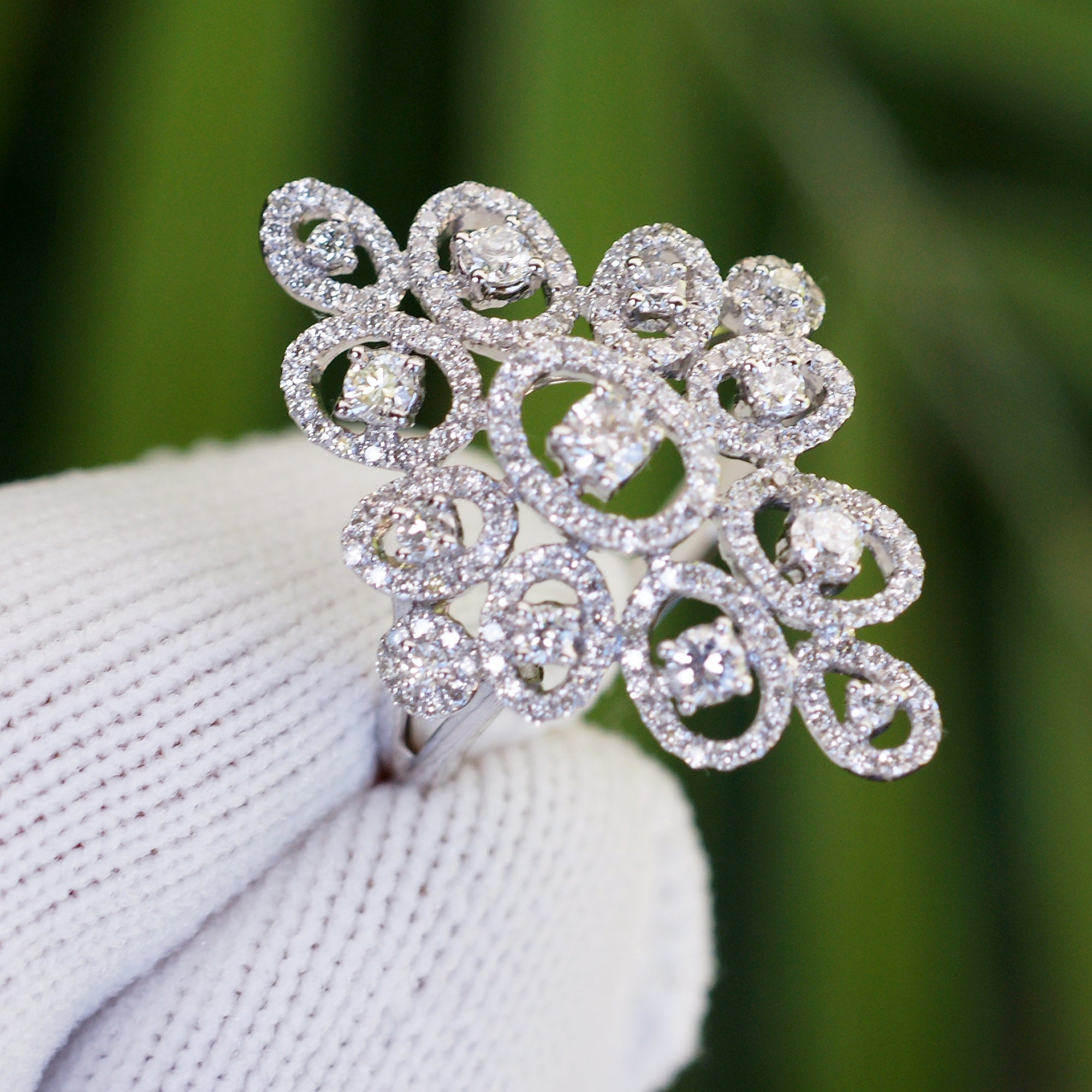 The Ellipse Diamond Halo Right Hand Ring