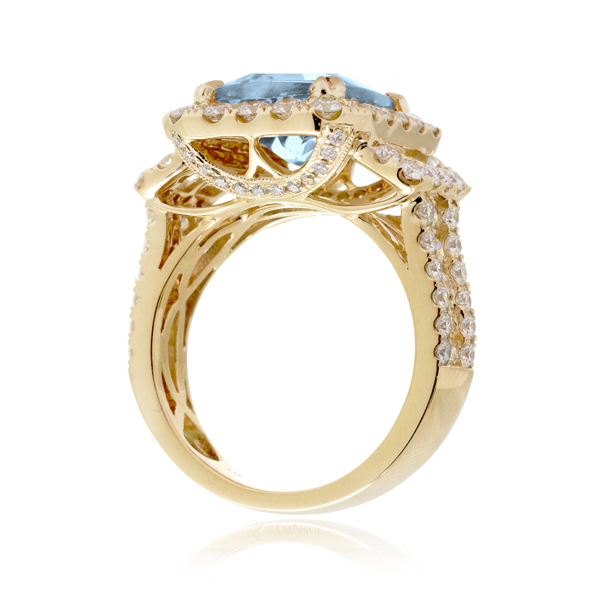 The Sydney Emerald Cut Aquamarine Ring