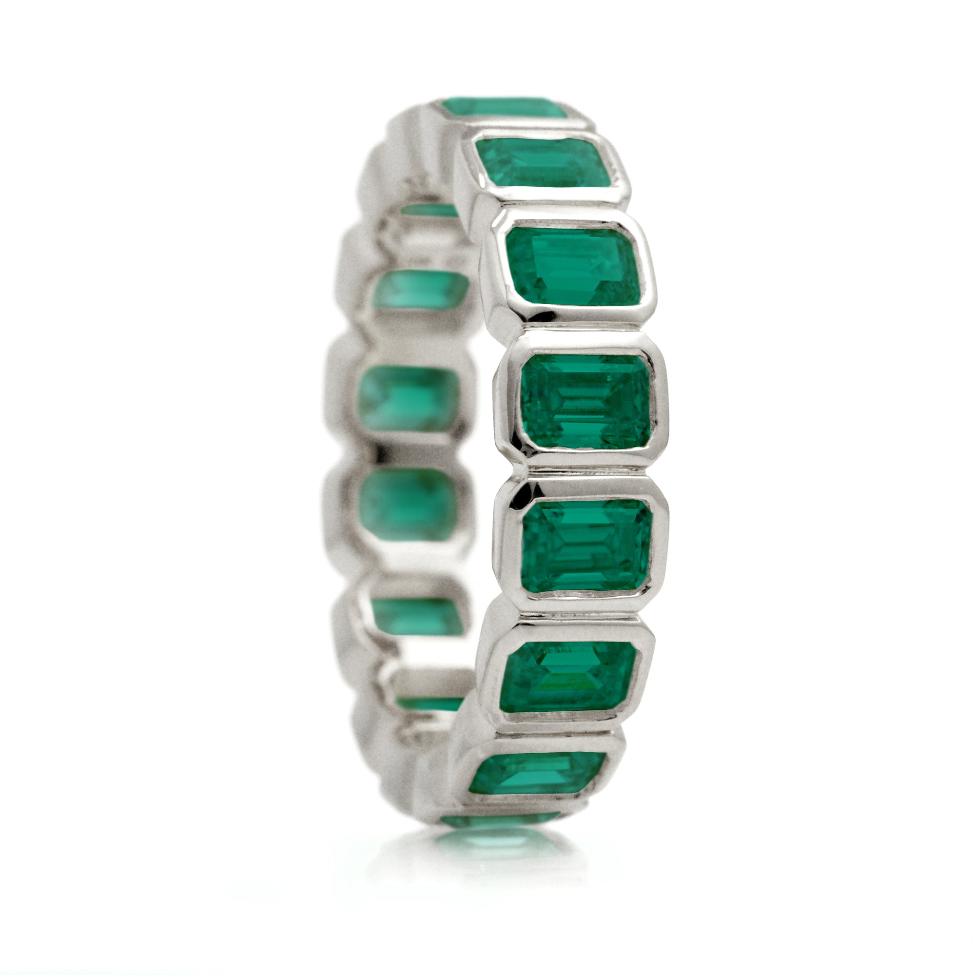 Emerald Cut Emerald Eternity Band in White Gold