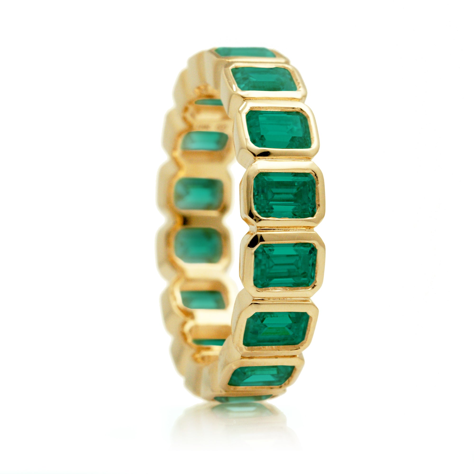 Emerald Cut Emerald Eternity Band in Yellow Gold