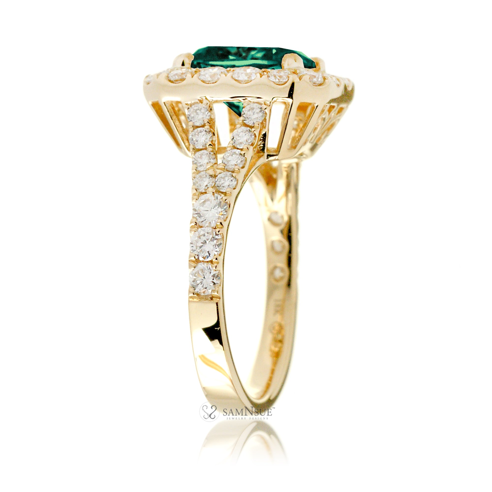 Elegant Emerald-Cut Emerald Engagement Ring with Split Shank – The Meghan in Yellow Gold