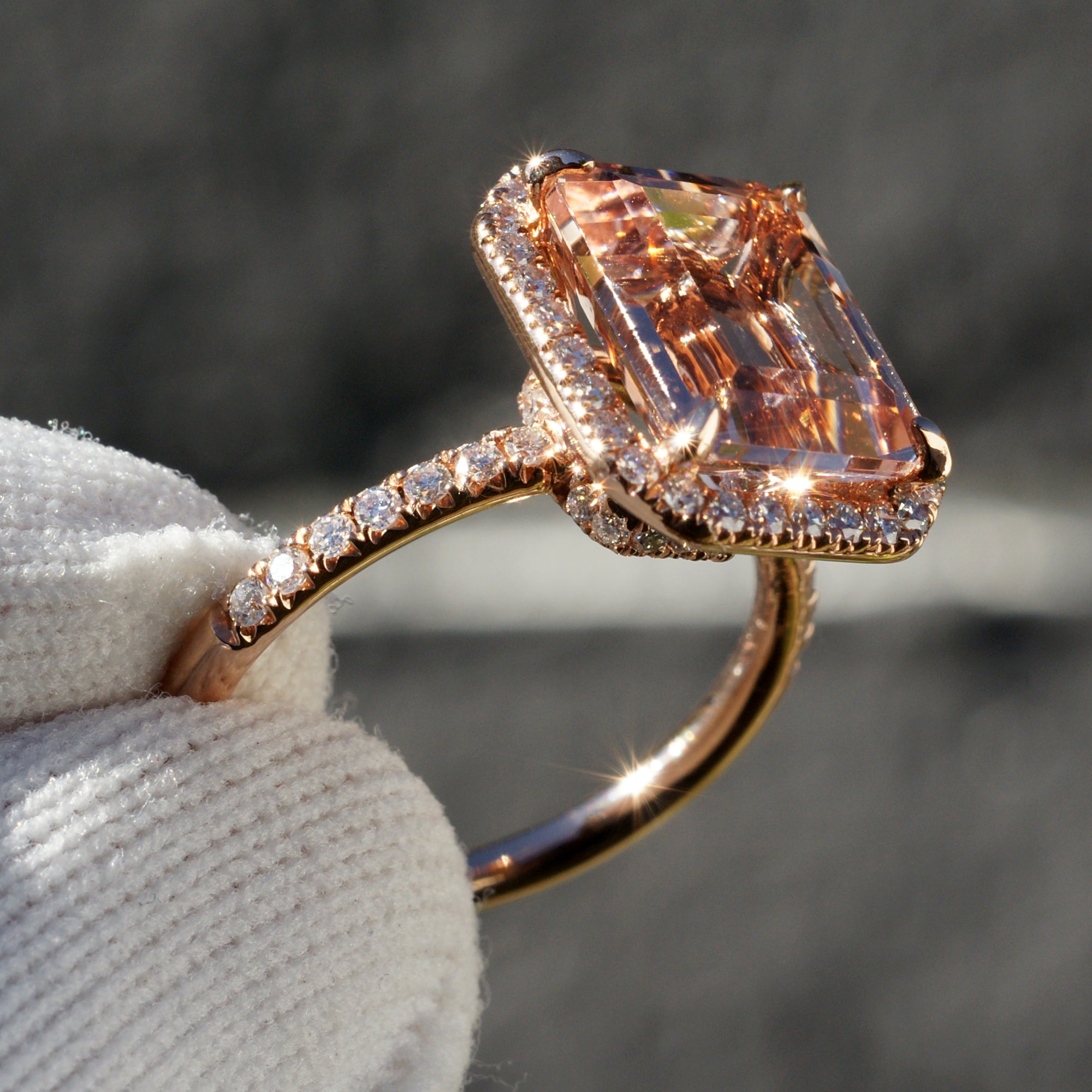 The Drenched Emerald Morganite 12x10mm 14k rose Gold (3/4 setting)