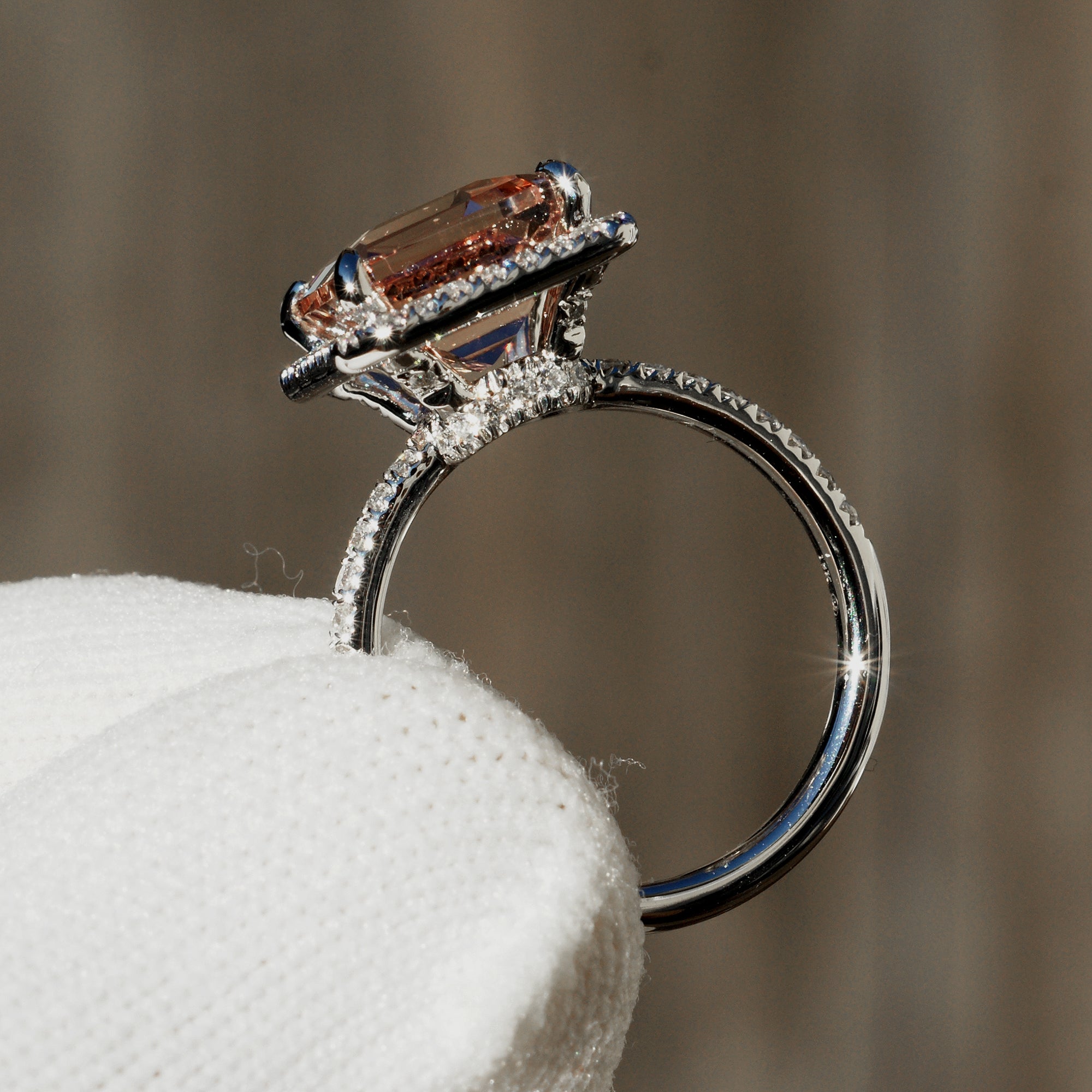 The Drenched Emerald Morganite 11x9mm 18k White Gold