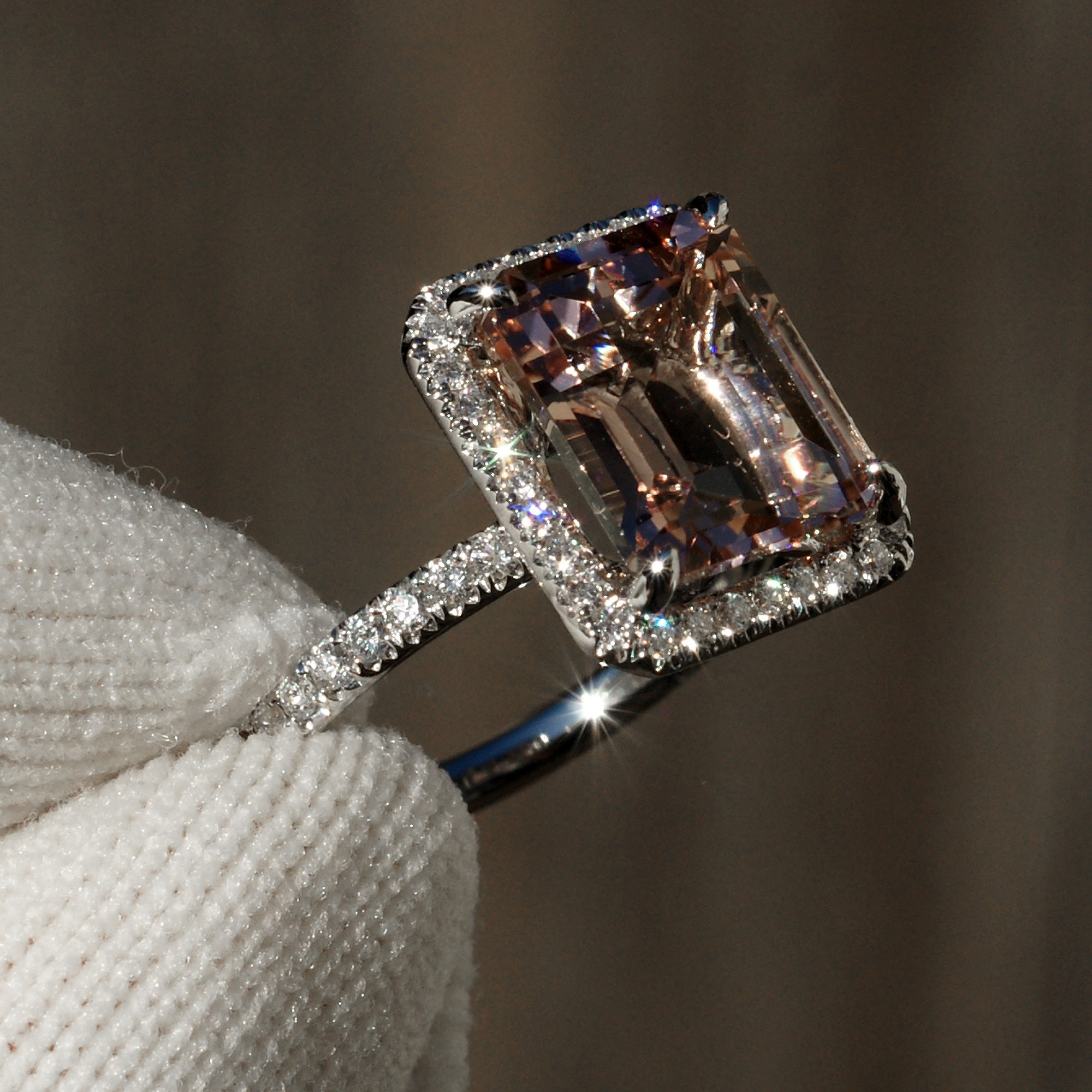 The Drenched Emerald Morganite 11x9mm 18k White Gold