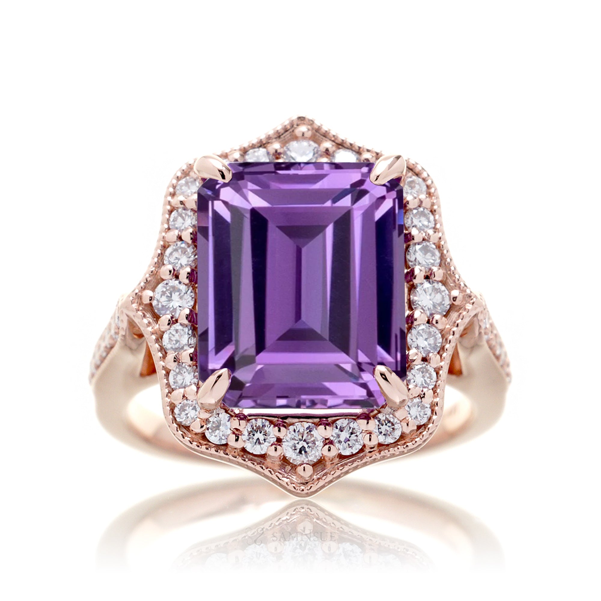 The Genevieve Emerald Cut Amethyst Ring