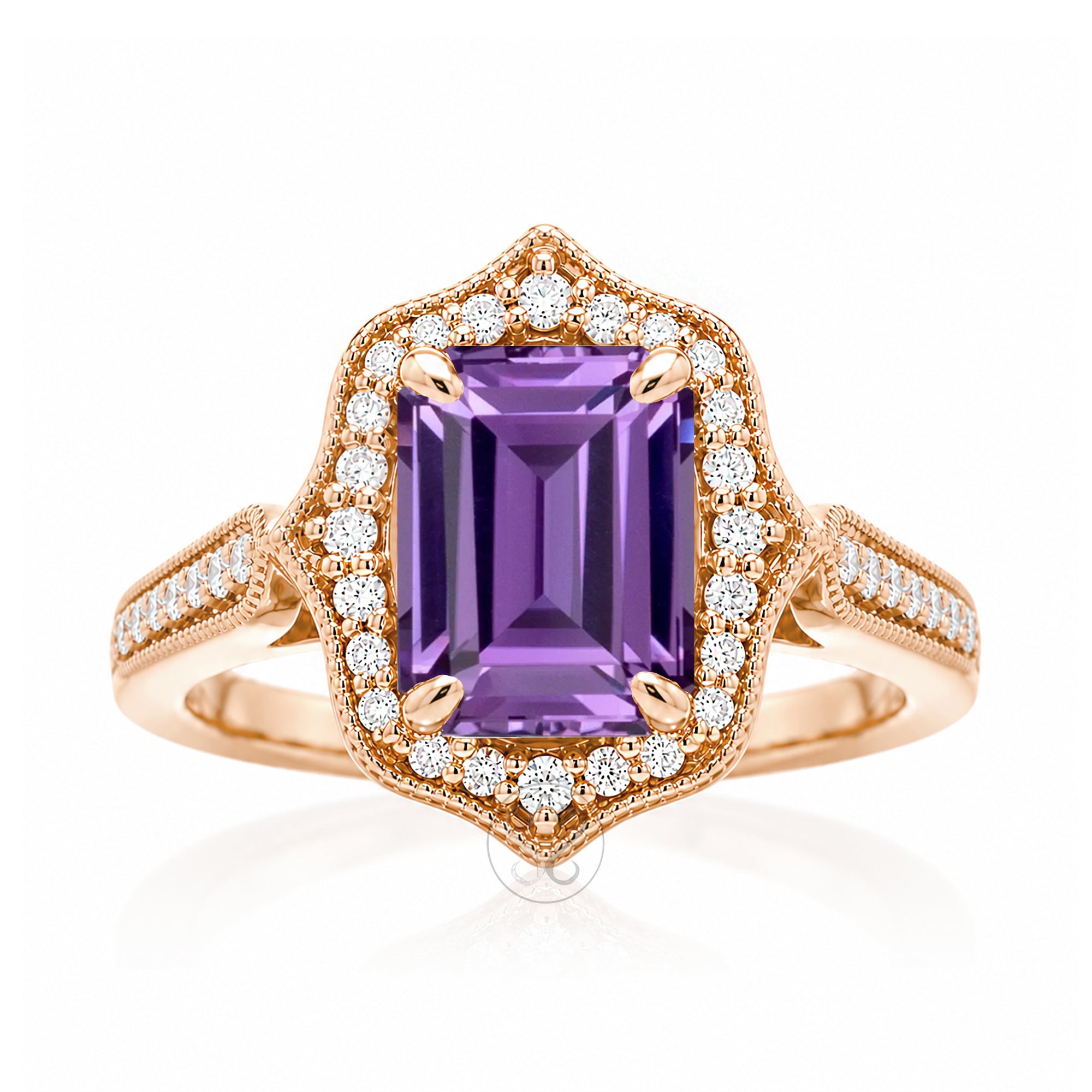 The Genevieve Emerald Cut Amethyst Ring