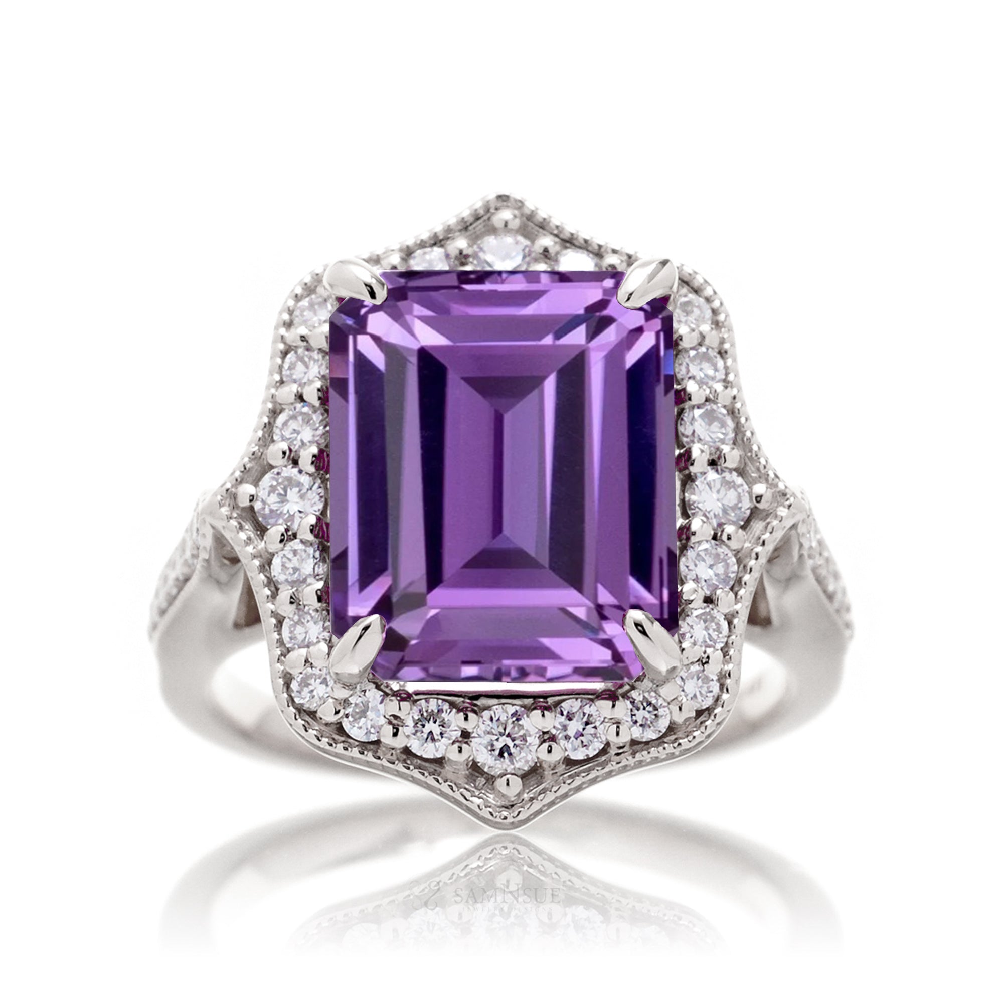 The Genevieve Emerald Cut Amethyst Ring