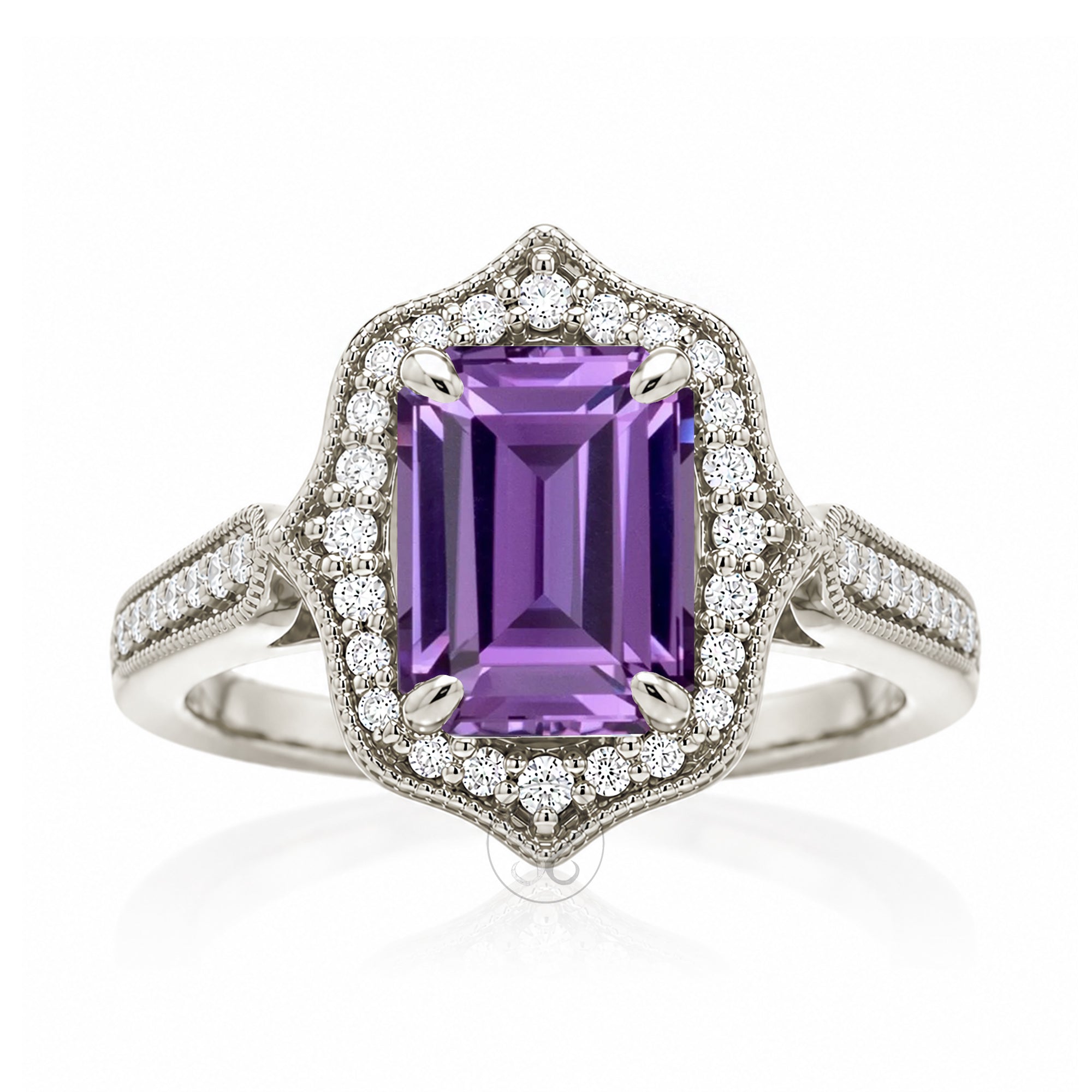 The Genevieve Emerald Cut Amethyst Ring