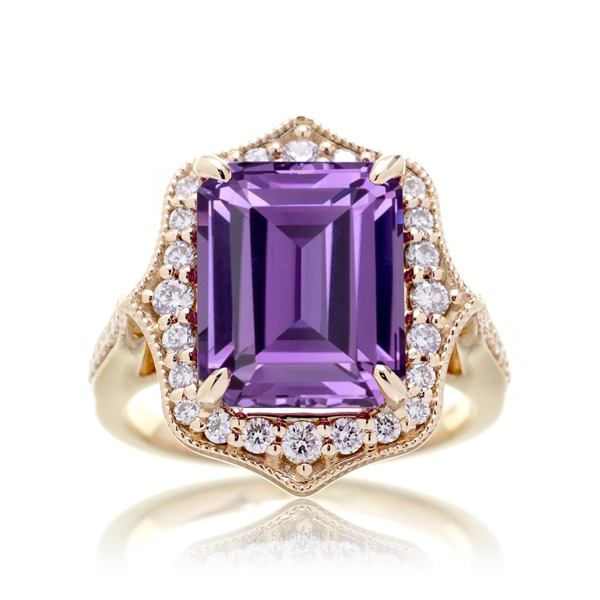 The Genevieve Emerald Cut Amethyst Ring