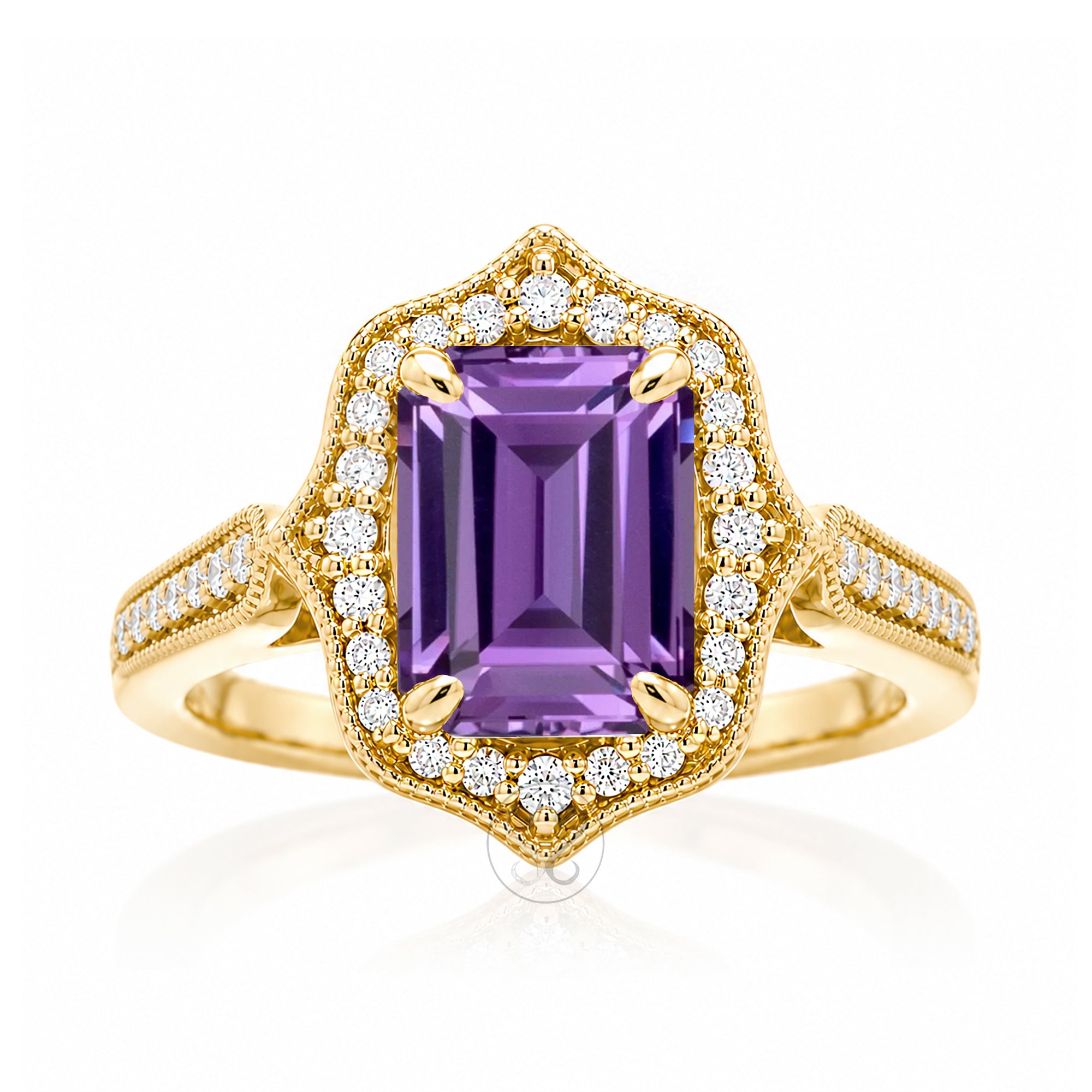 The Genevieve Emerald Cut Amethyst Ring