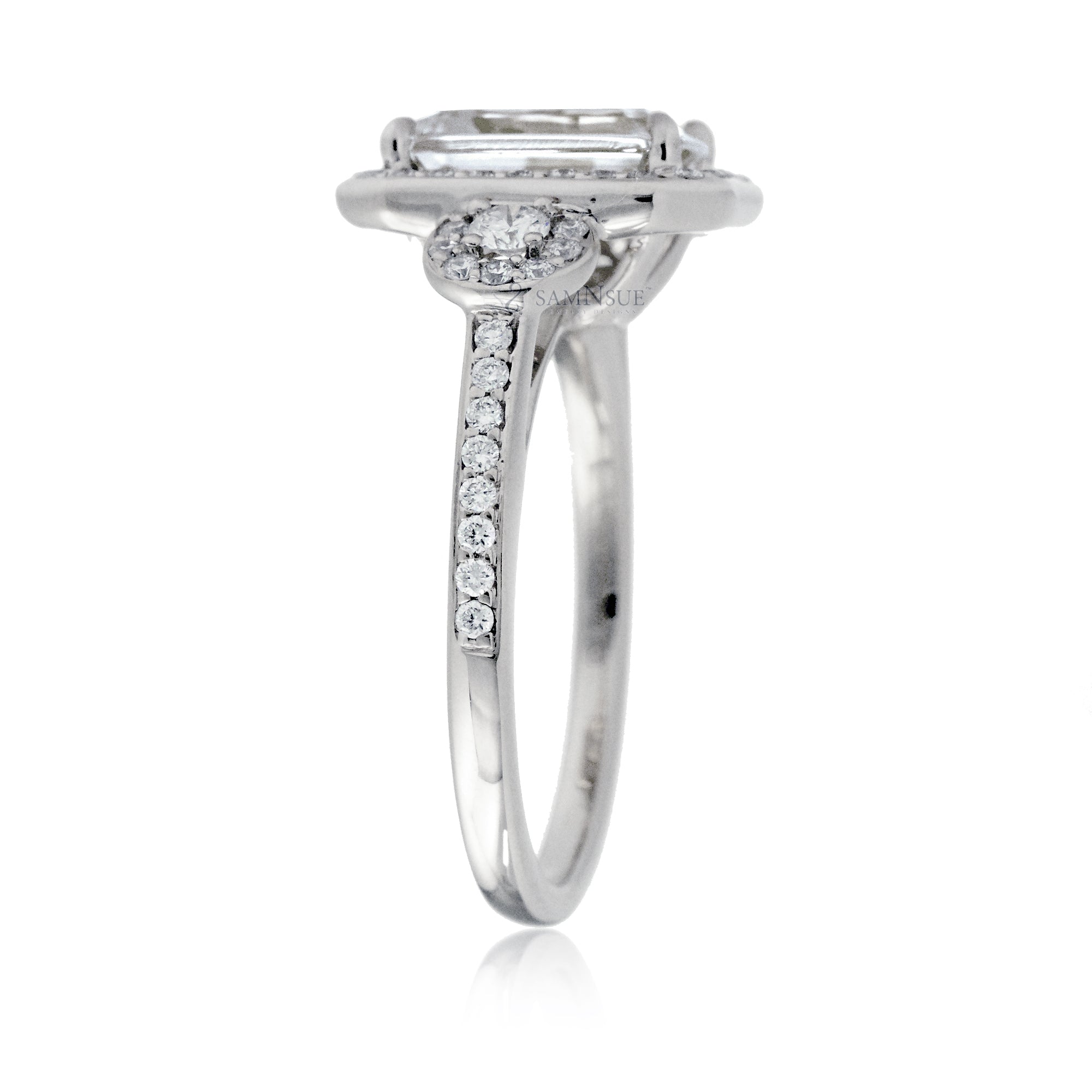 Emerald Cut Diamond Engagement Ring with Halo