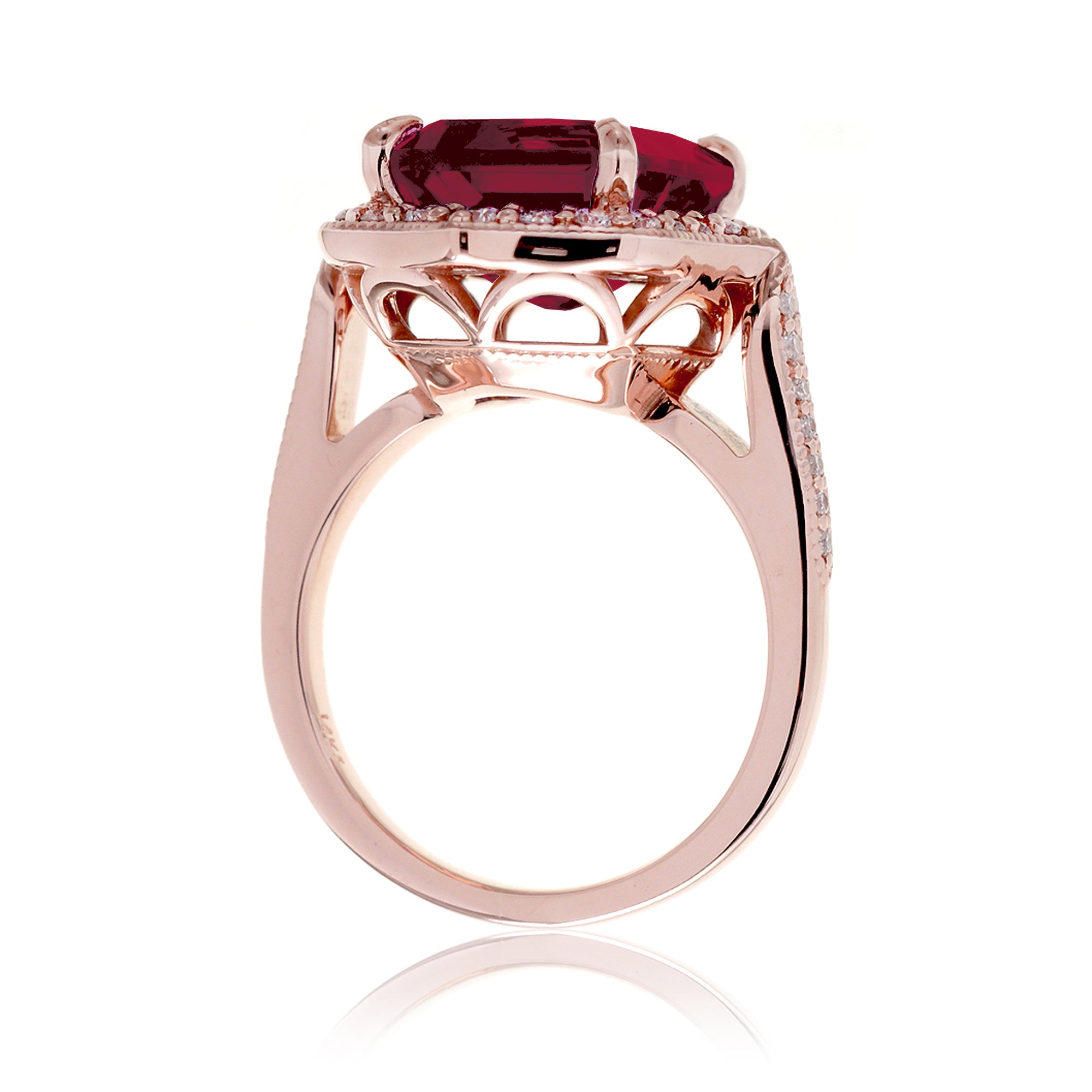 Art Deco Inspired Ruby and Diamond Ring in Rose Gold