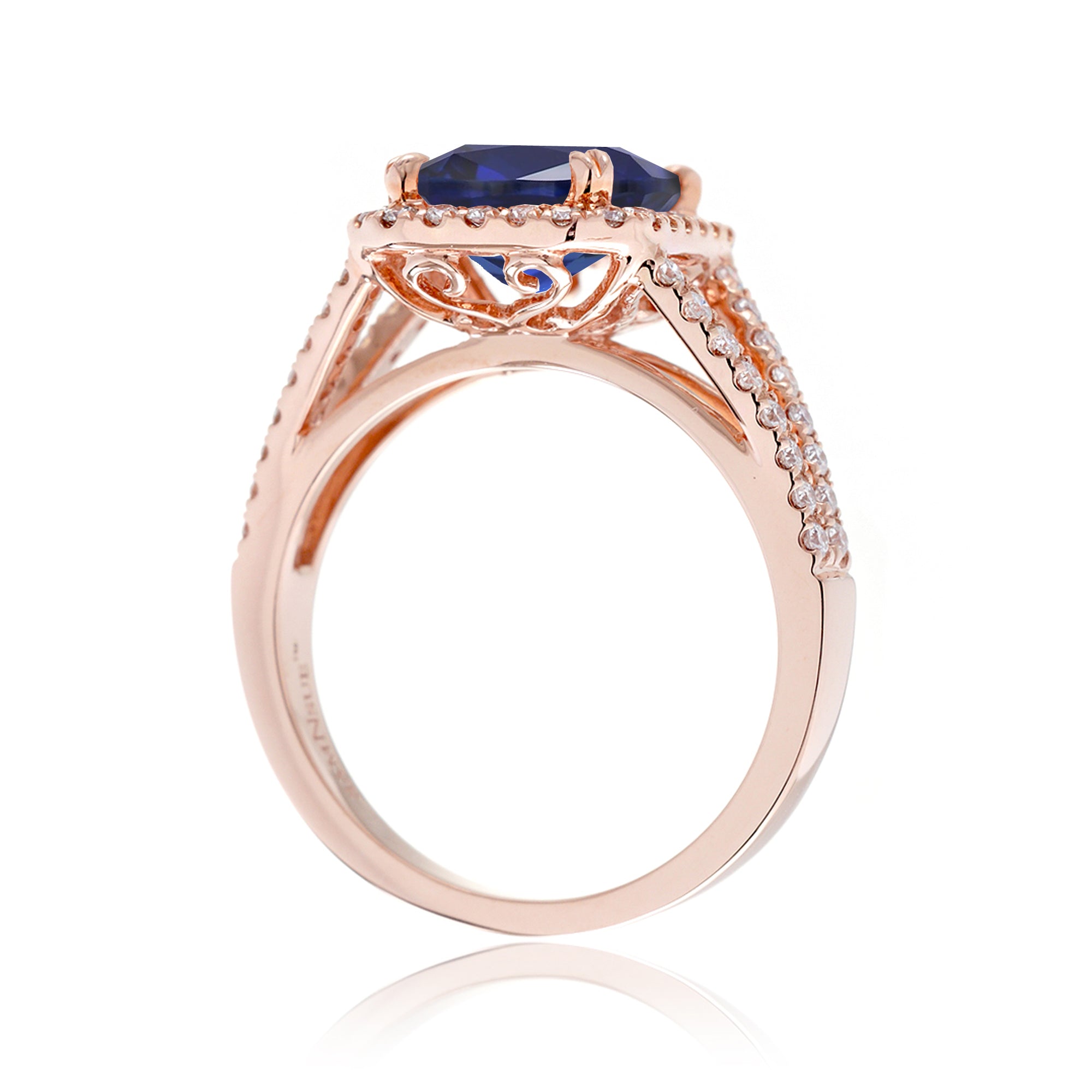 The Signature Split Band Sapphire Emerald Cut Halo Ring
