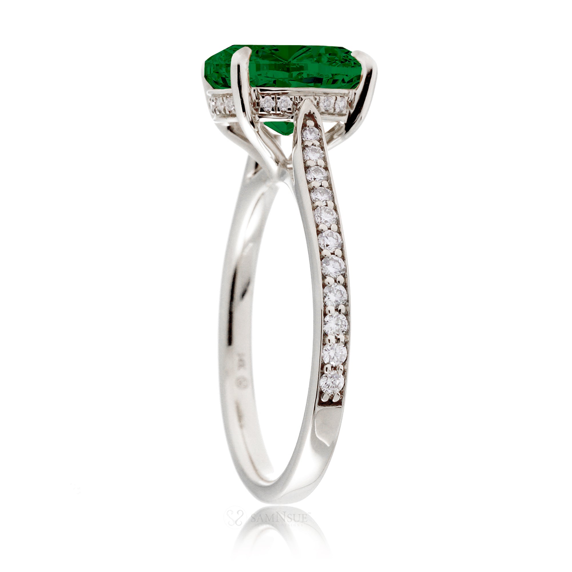 The Emily Cushion Emerald Ring (Lab-Grown)