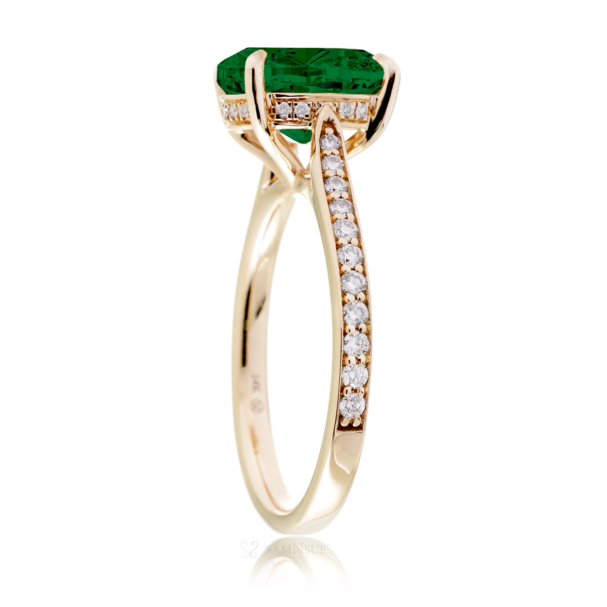 The Emily Cushion Emerald Ring (Lab-Grown)
